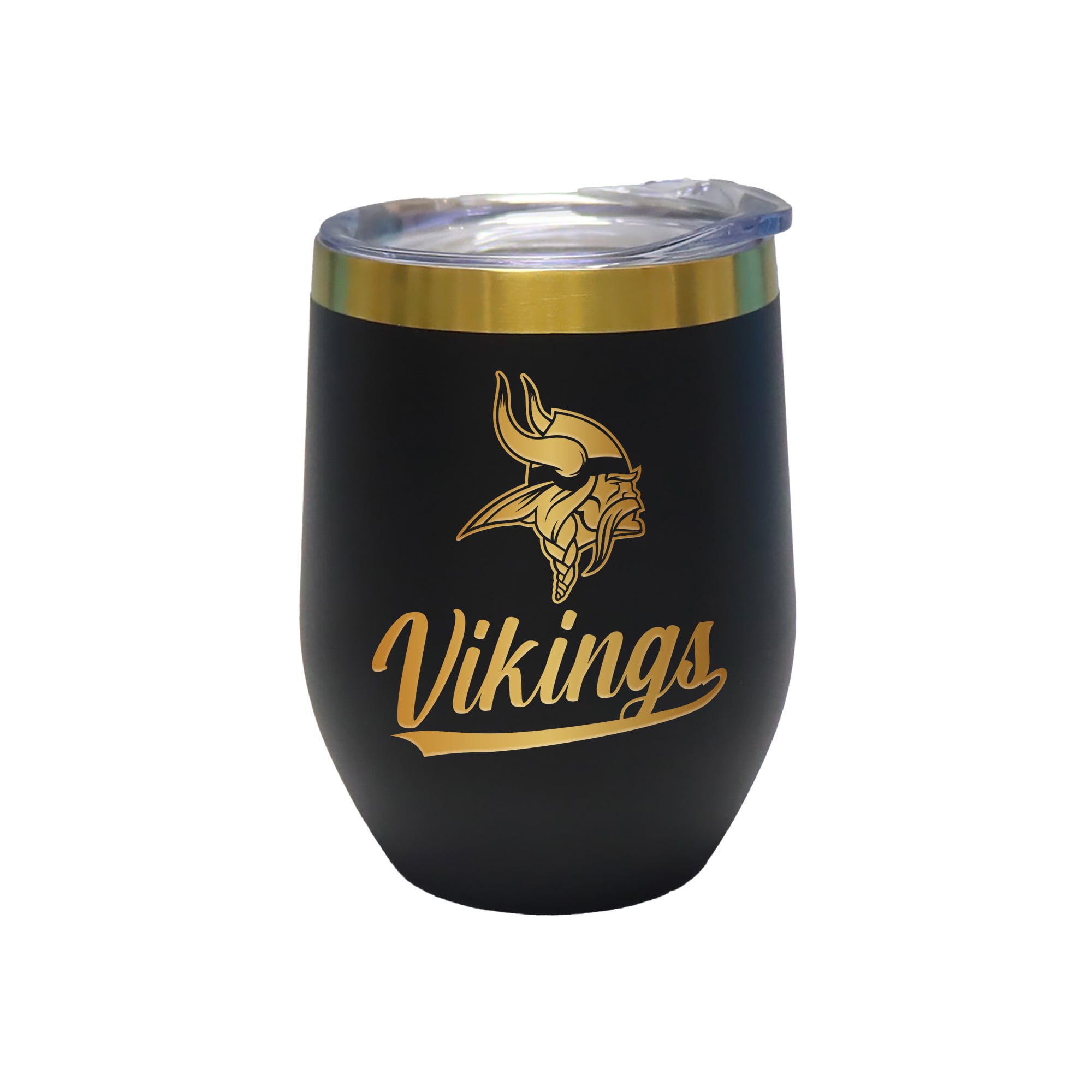 The Memory Company Minnesota Vikings 12oz. Stainless Steel Gold Lettering Stemless Wine Tumbler