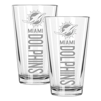 The Memory Company Miami Dolphins Two-Piece 16oz. Pinnacle Pint Glass Set