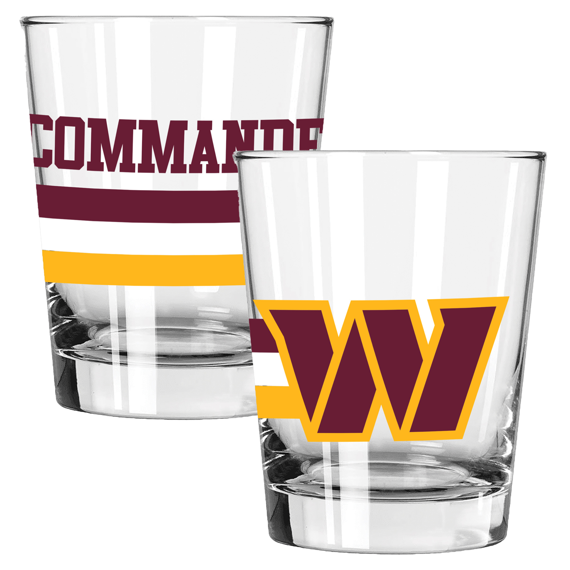 The Memory Company Washington Commanders Two-Piece 15oz. Big Stripes Double Old Fashioned Glass Set