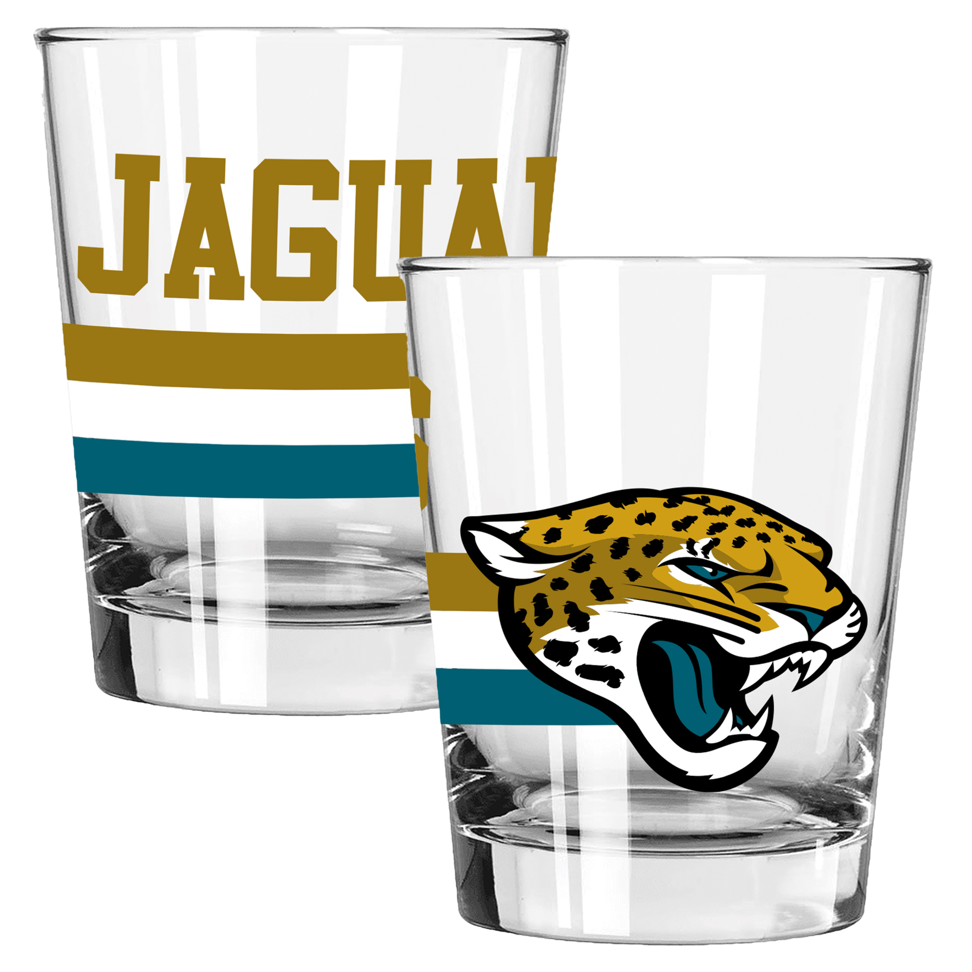 The Memory Company Jacksonville Jaguars Two-Piece 15oz. Big Stripes Double Old Fashioned Glass Set