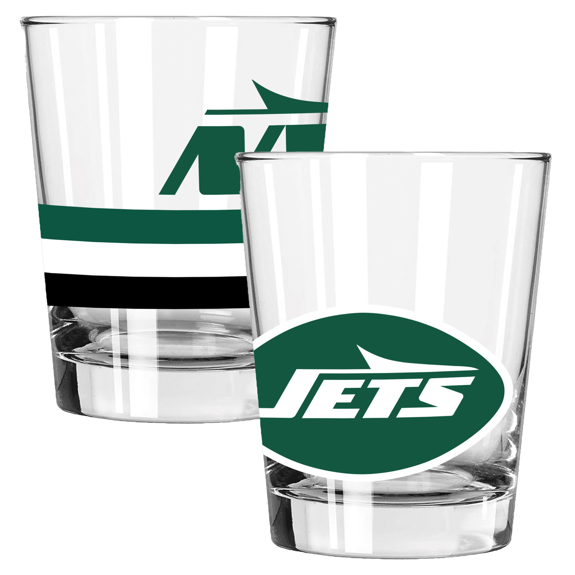 The Memory Company New York Jets Two-Piece 15oz. Big Stripes Double Old Fashioned Glass Set