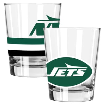 The Memory Company New York Jets Two-Piece 15oz. Big Stripes Double Old Fashioned Glass Set