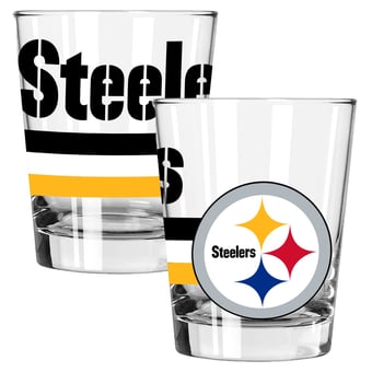 The Memory Company Pittsburgh Steelers Two-Piece 15oz. Big Stripes Double Old Fashioned Glass Set