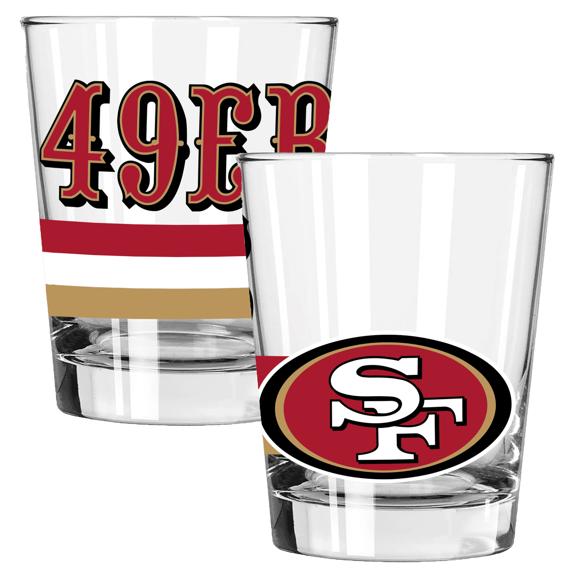 The Memory Company San Francisco 49ers Two-Piece 15oz. Big Stripes Double Old Fashioned Glass Set