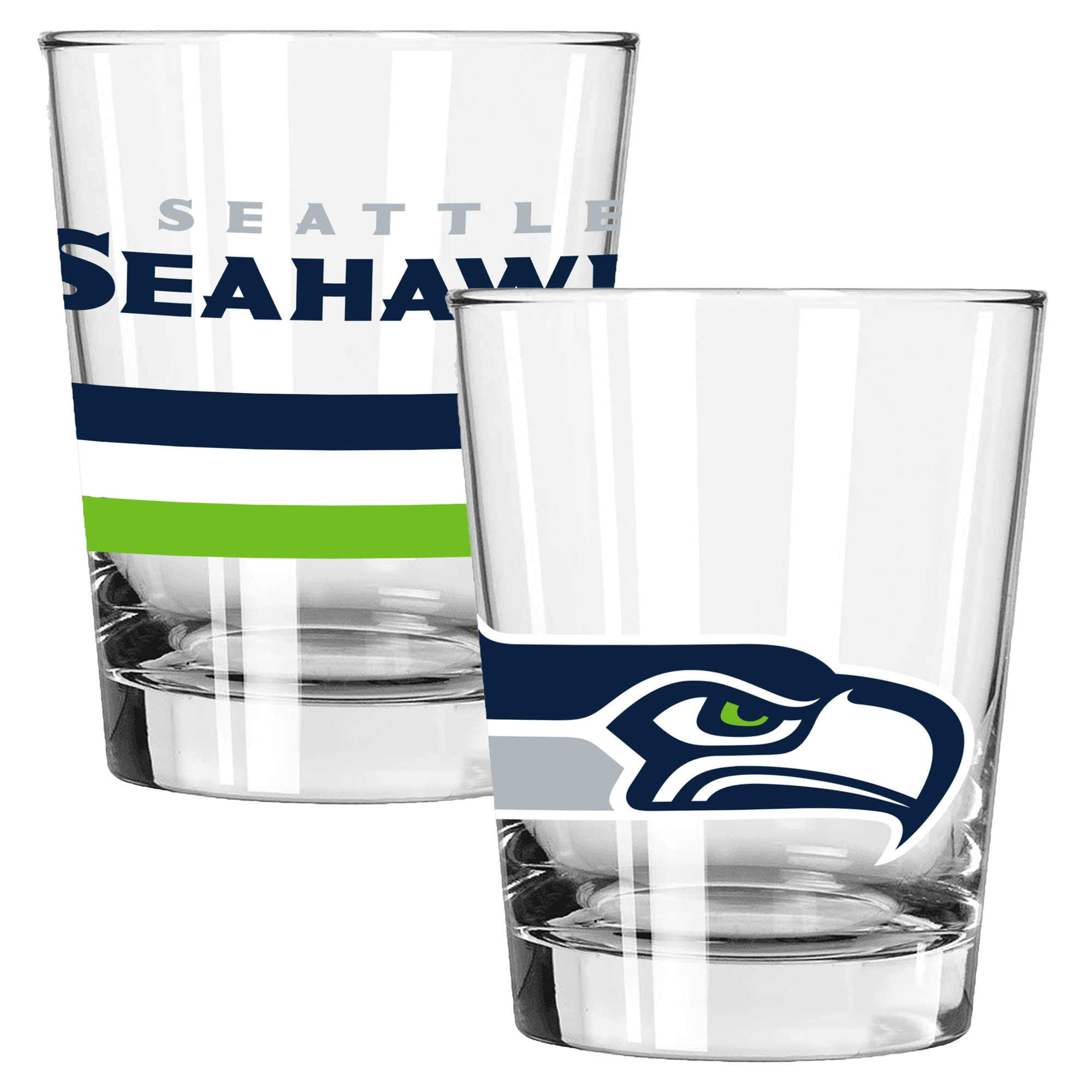 The Memory Company Seattle Seahawks Two-Piece 15oz. Big Stripes Double Old Fashioned Glass Set