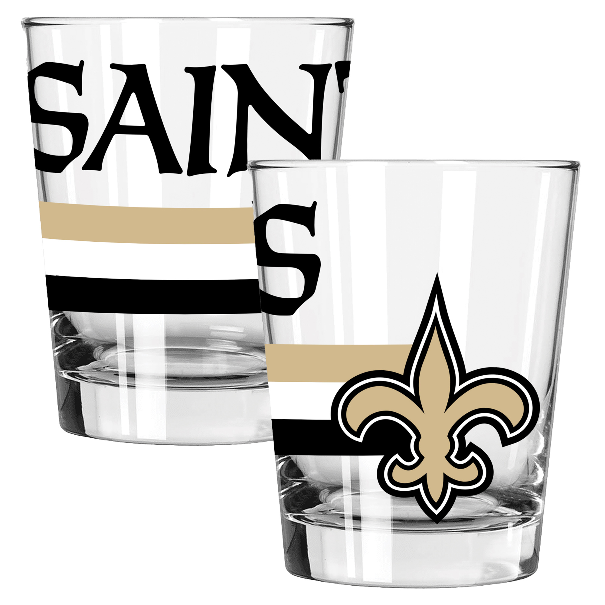 The Memory Company New Orleans Saints Two-Piece 15oz. Big Stripes Double Old Fashioned Glass Set