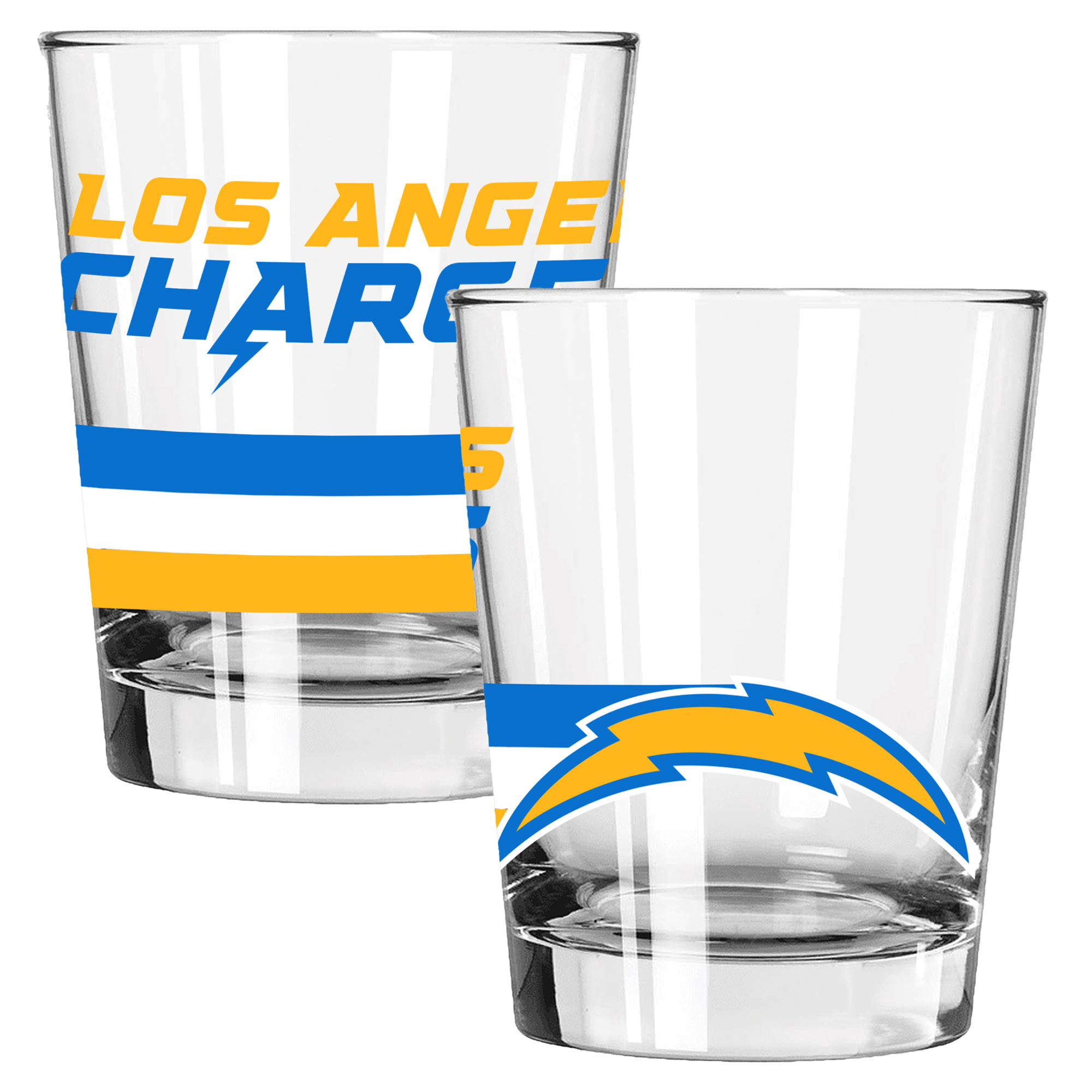 The Memory Company Los Angeles Chargers Two-Piece 15oz. Big Stripes Double Old Fashioned Glass Set