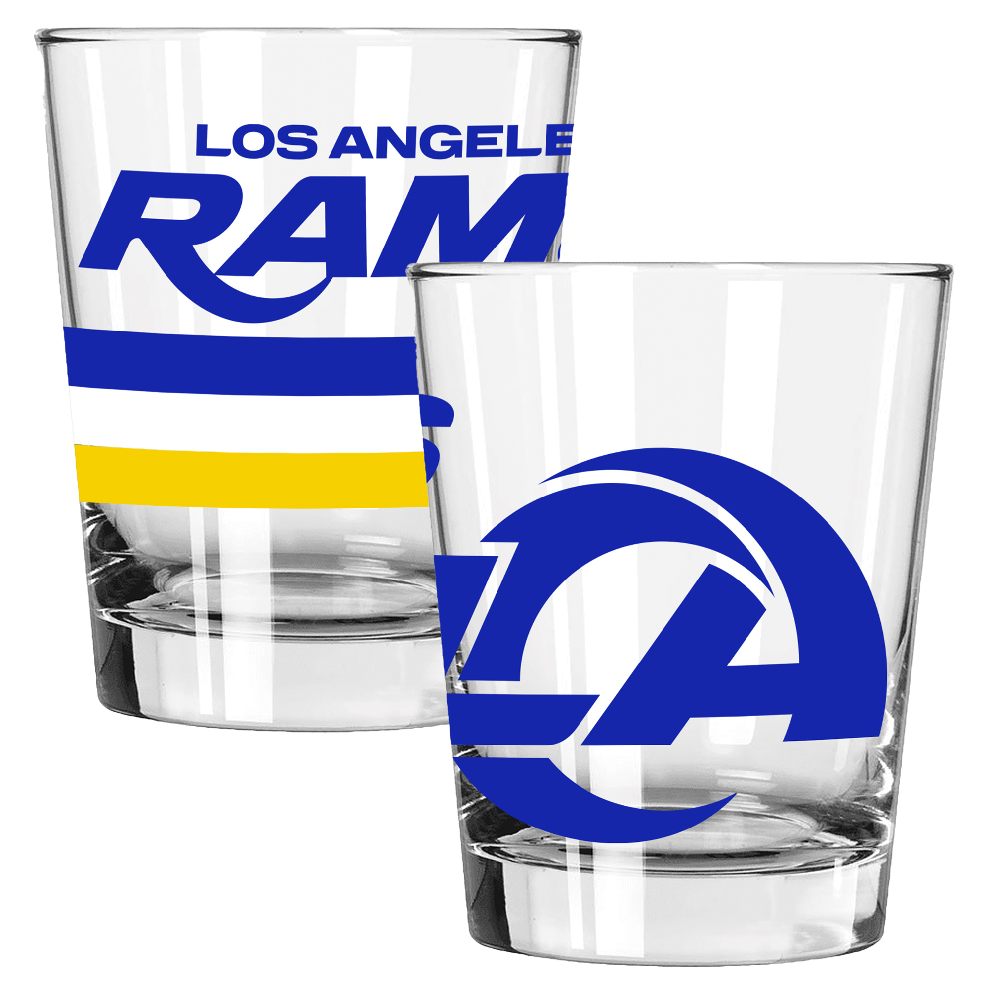 The Memory Company Los Angeles Rams Two-Piece 15oz. Big Stripes Double Old Fashioned Glass Set