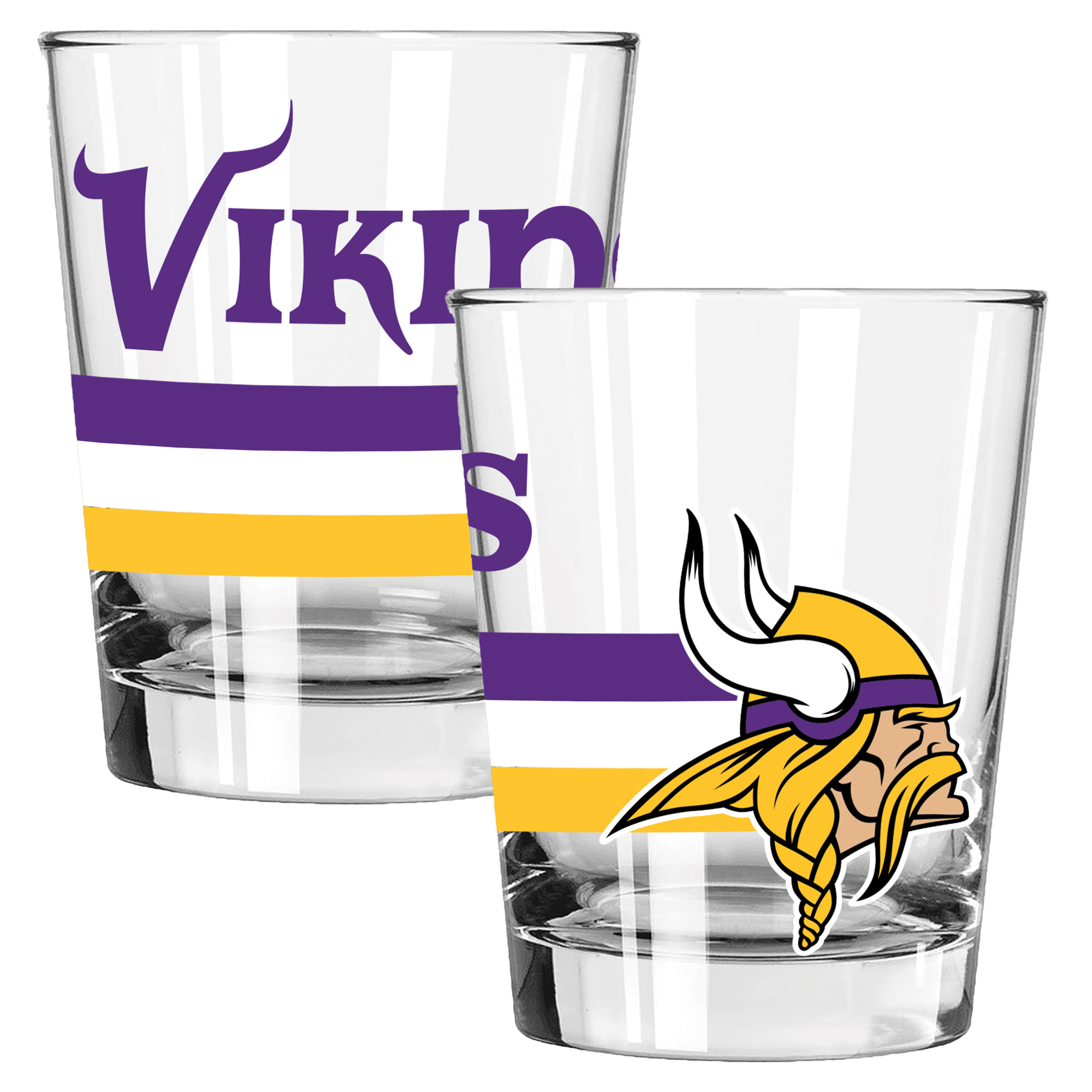 The Memory Company Minnesota Vikings Two-Piece 15oz. Big Stripes Double Old Fashioned Glass Set
