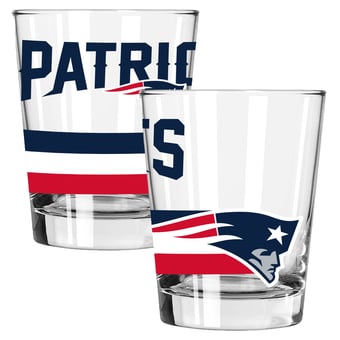 The Memory Company New England Patriots Two-Piece 15oz. Big Stripes Double Old Fashioned Glass Set