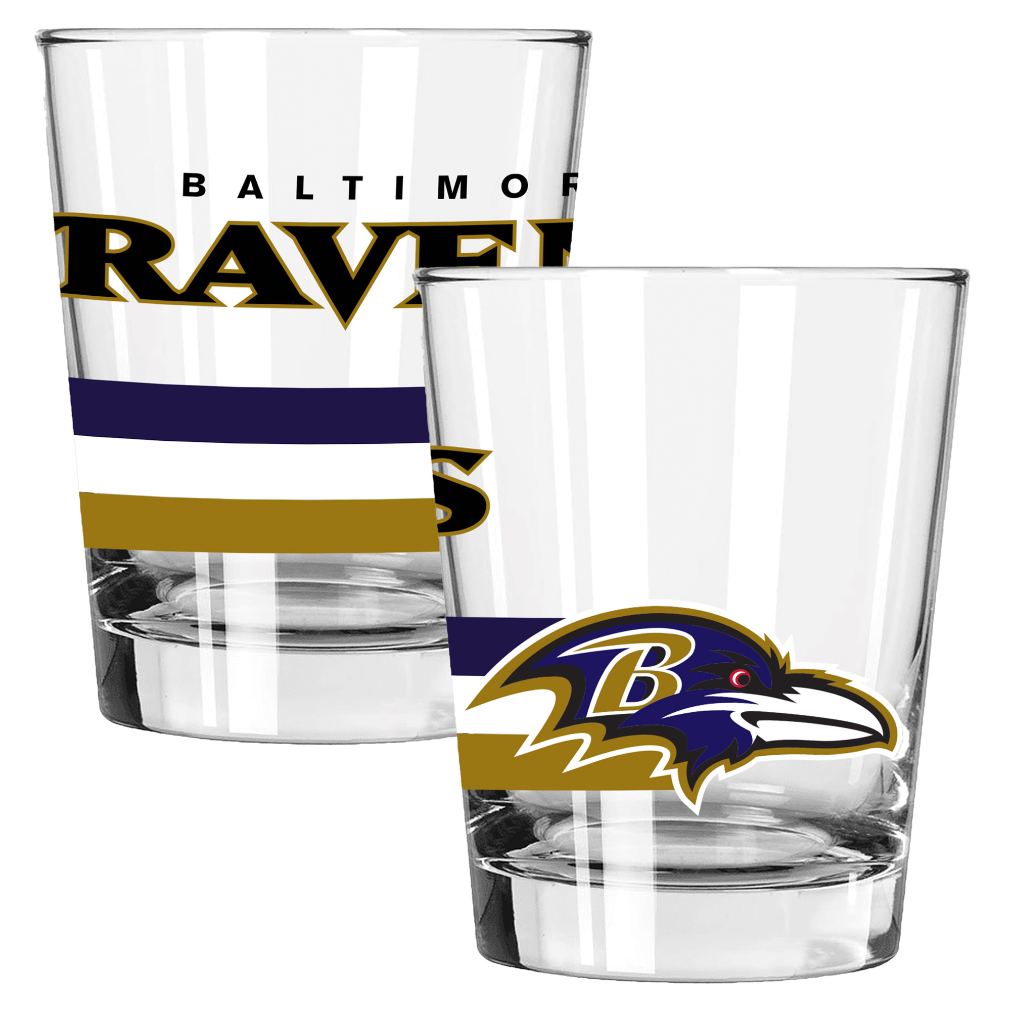 The Memory Company Baltimore Ravens Two-Piece 15oz. Big Stripes Double Old Fashioned Glass Set