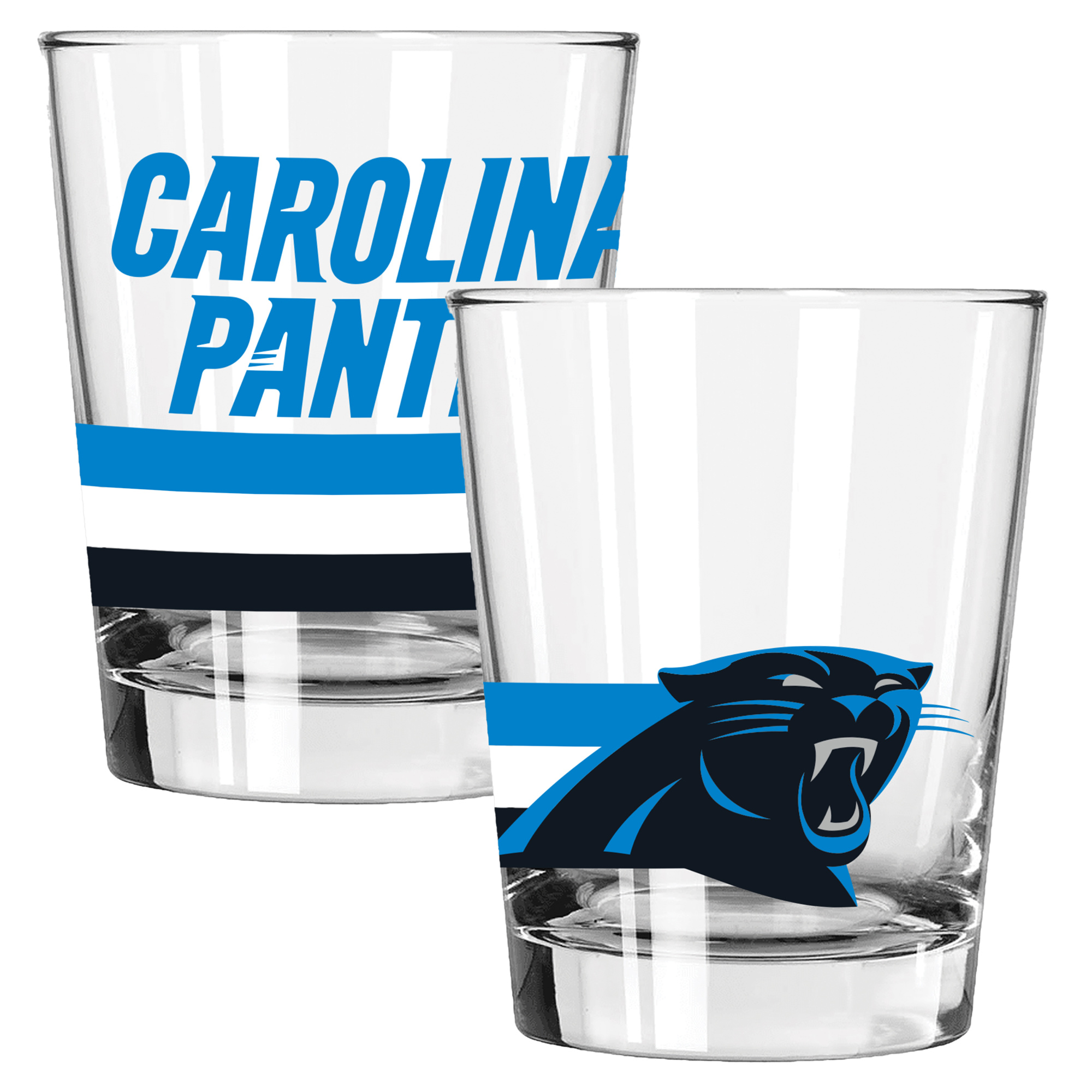 The Memory Company Carolina Panthers Two-Piece 15oz. Big Stripes Double Old Fashioned Glass Set