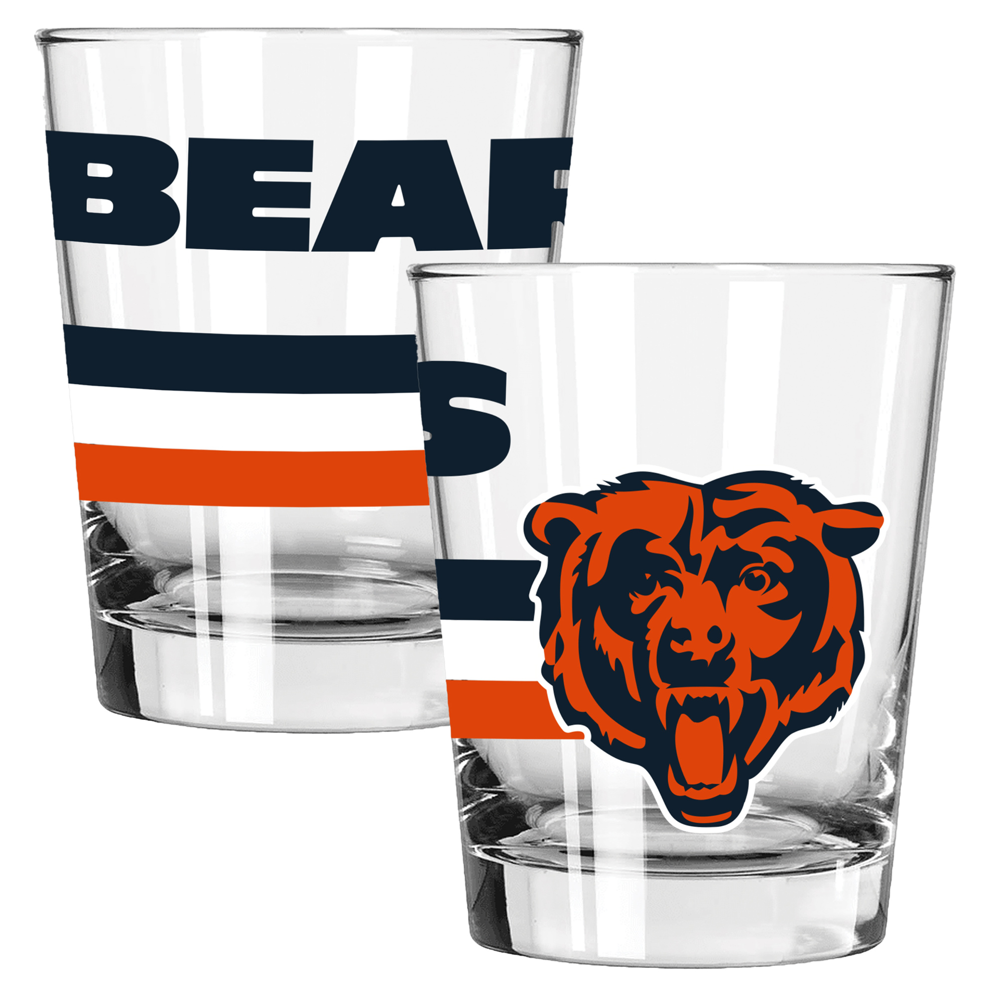 The Memory Company Chicago Bears Two-Piece 15oz. Big Stripes Double Old Fashioned Glass Set