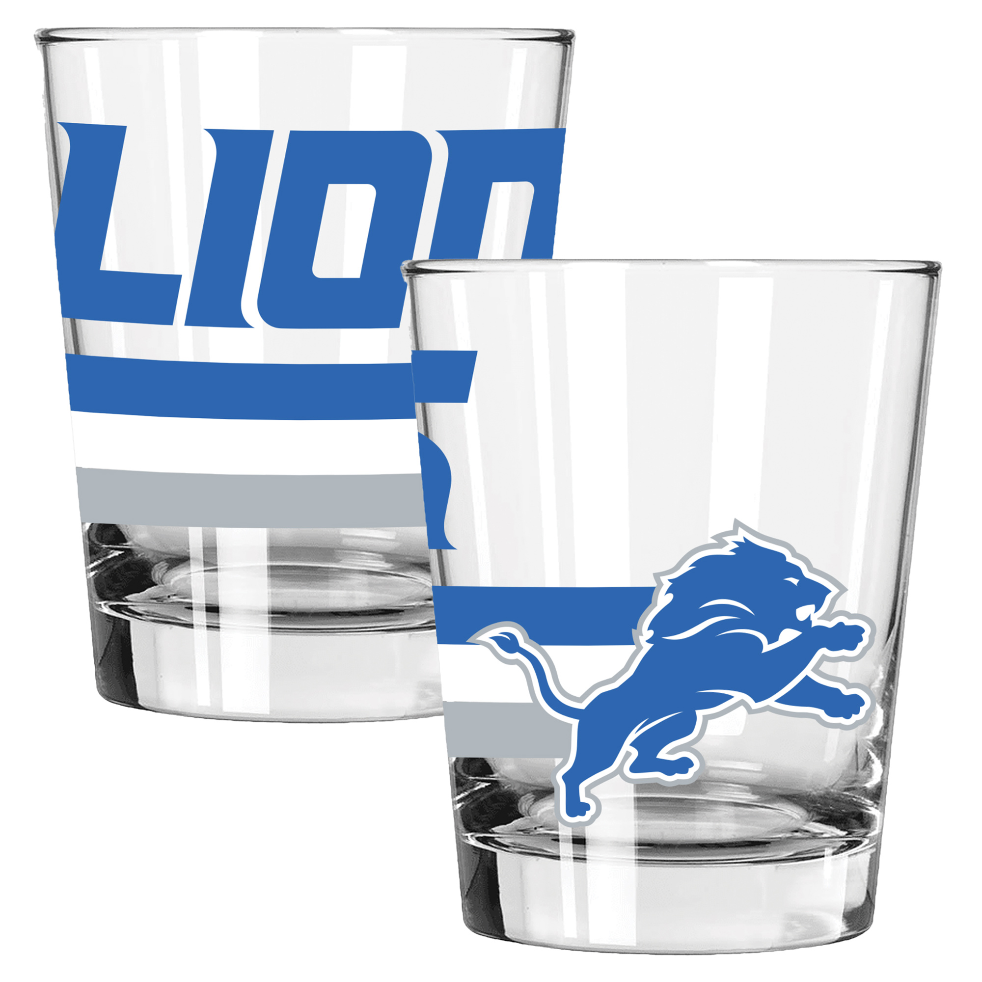 The Memory Company Detroit Lions Two-Piece 15oz. Big Stripes Double Old Fashioned Glass Set