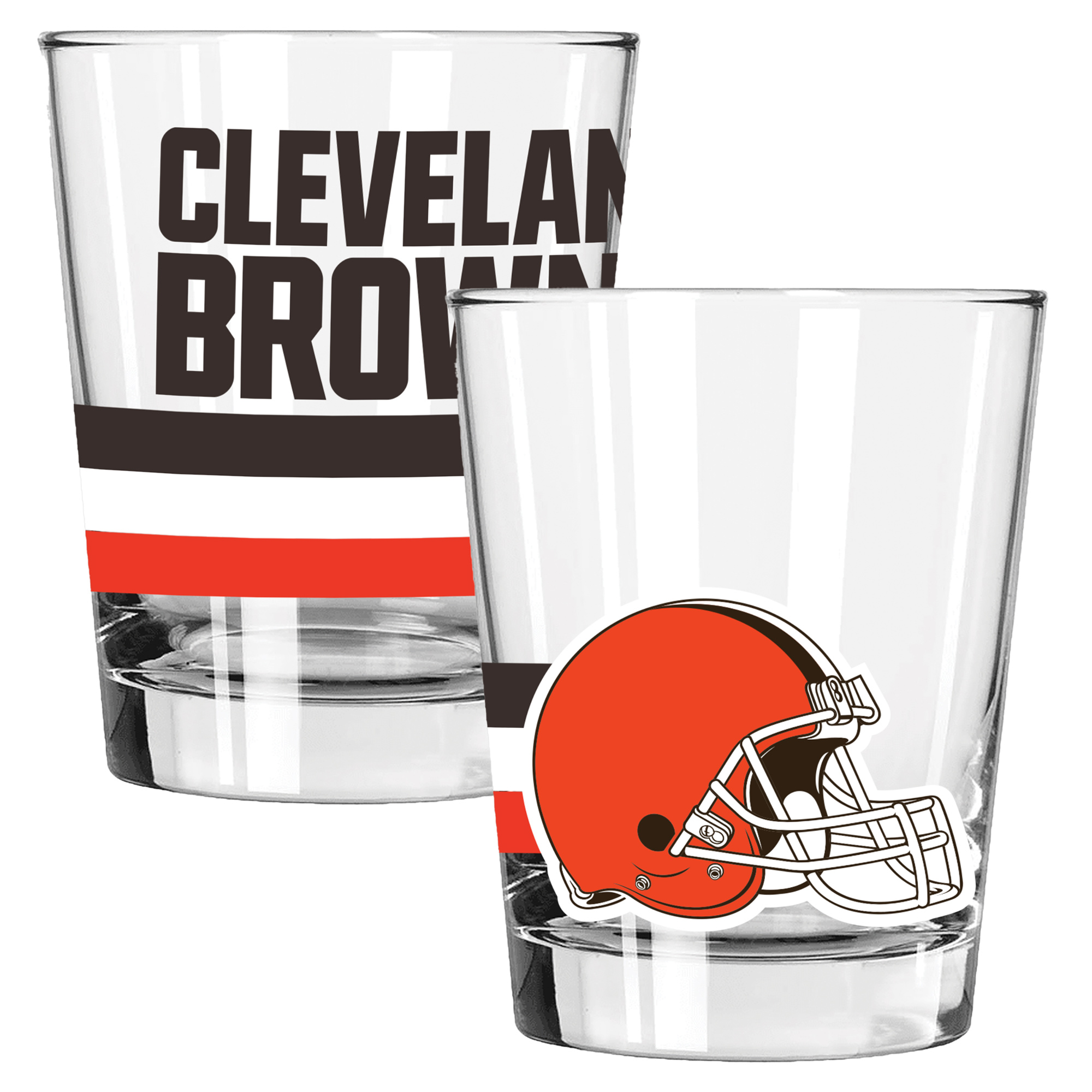 The Memory Company Cleveland Browns Two-Piece 15oz. Big Stripes Double Old Fashioned Glass Set