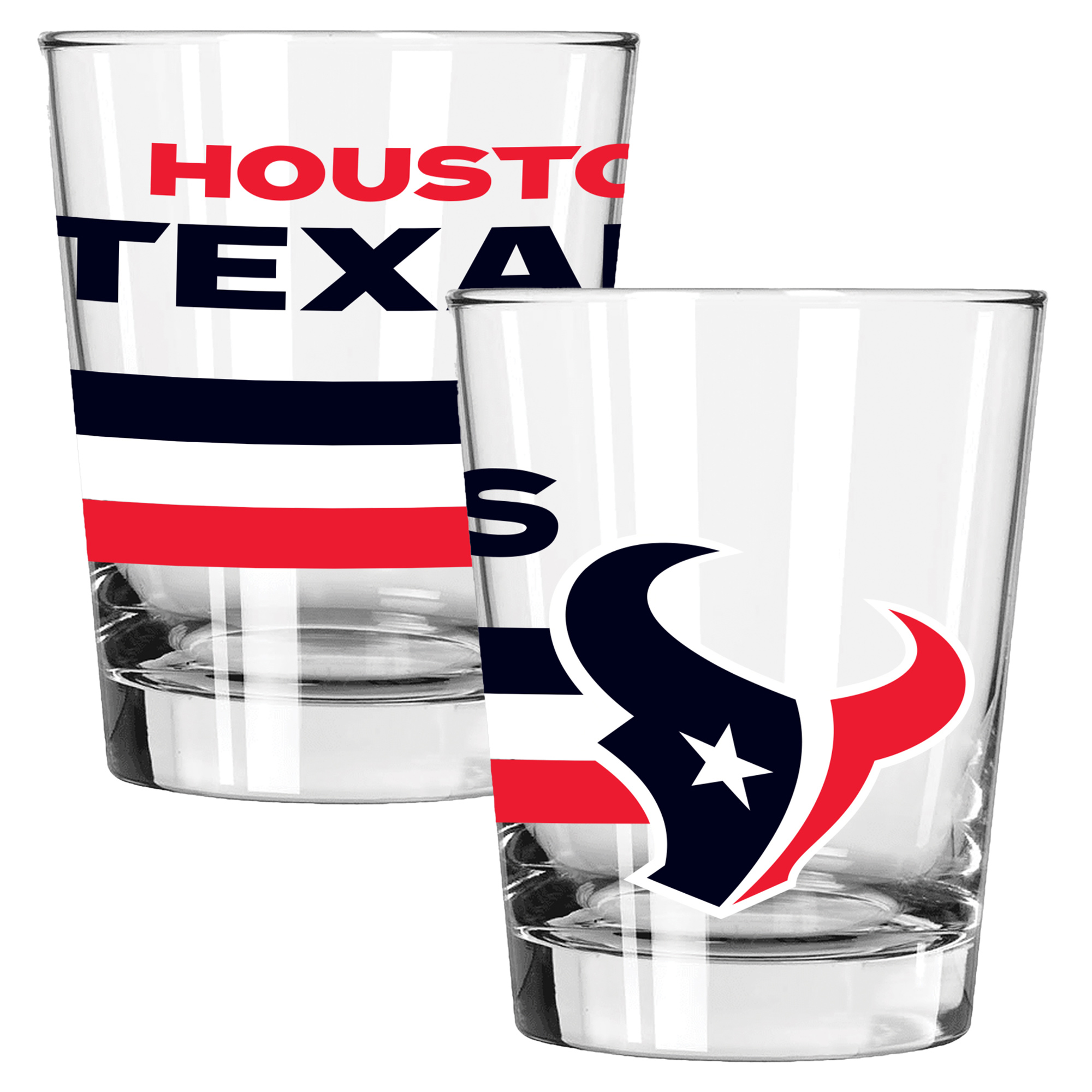 The Memory Company Houston Texans Two-Piece 15oz. Big Stripes Double Old Fashioned Glass Set