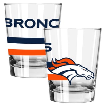 The Memory Company Denver Broncos Two-Piece 15oz. Big Stripes Double Old Fashioned Glass Set