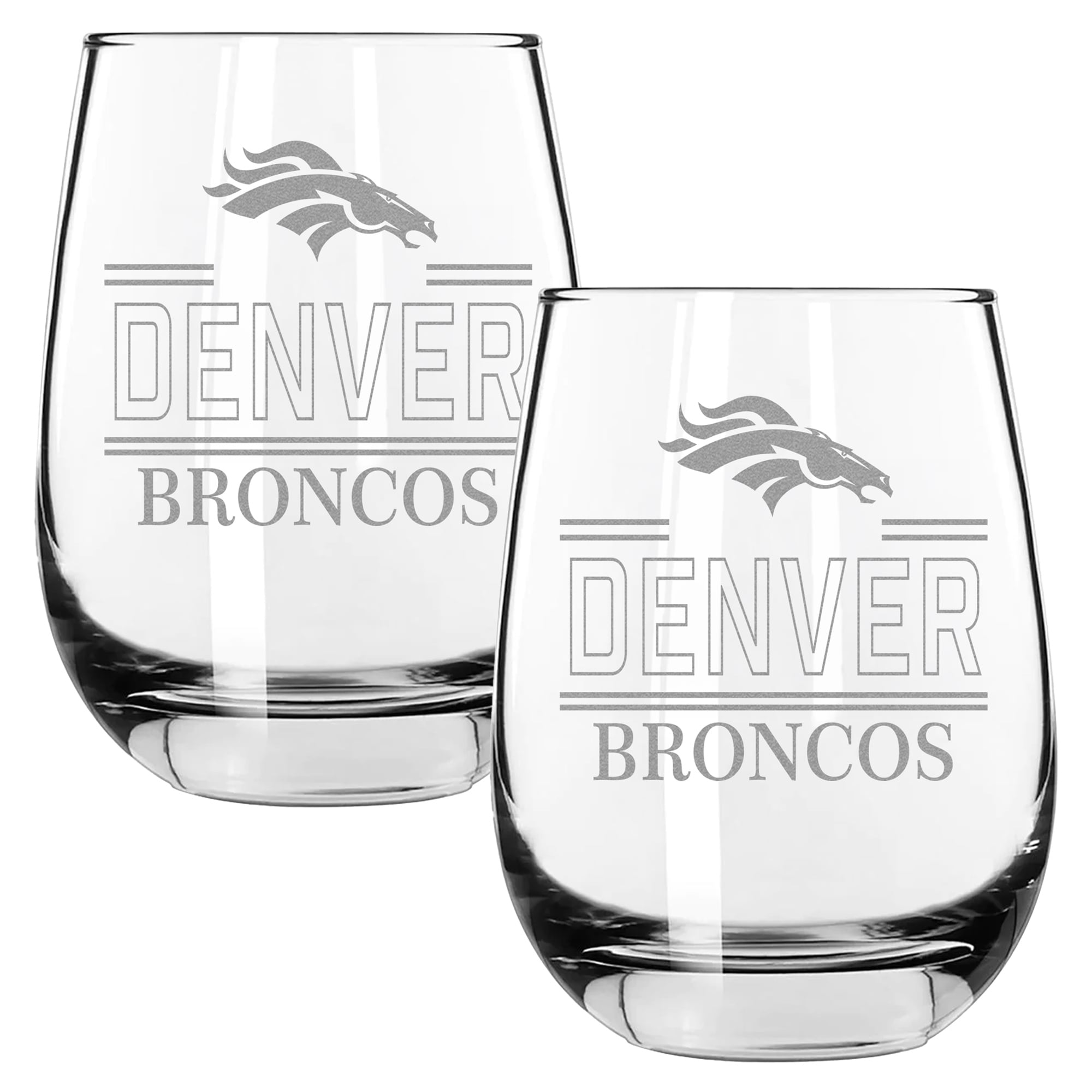 The Memory Company Denver Broncos Two-Piece 15oz. Classic Crew Stemless Wine Glass Set