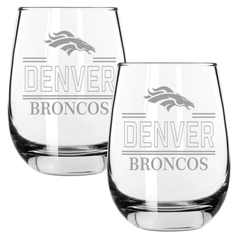 The Memory Company Denver Broncos Two-Piece 15oz. Classic Crew Stemless Wine Glass Set