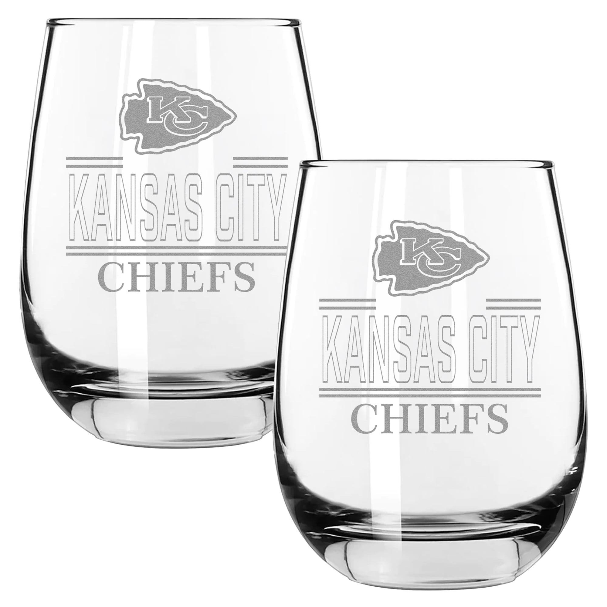 The Memory Company Kansas City Chiefs Two-Piece 15oz. Classic Crew Stemless Wine Glass Set