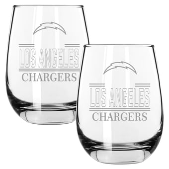 The Memory Company Los Angeles Chargers Two-Piece 15oz. Classic Crew Stemless Wine Glass Set