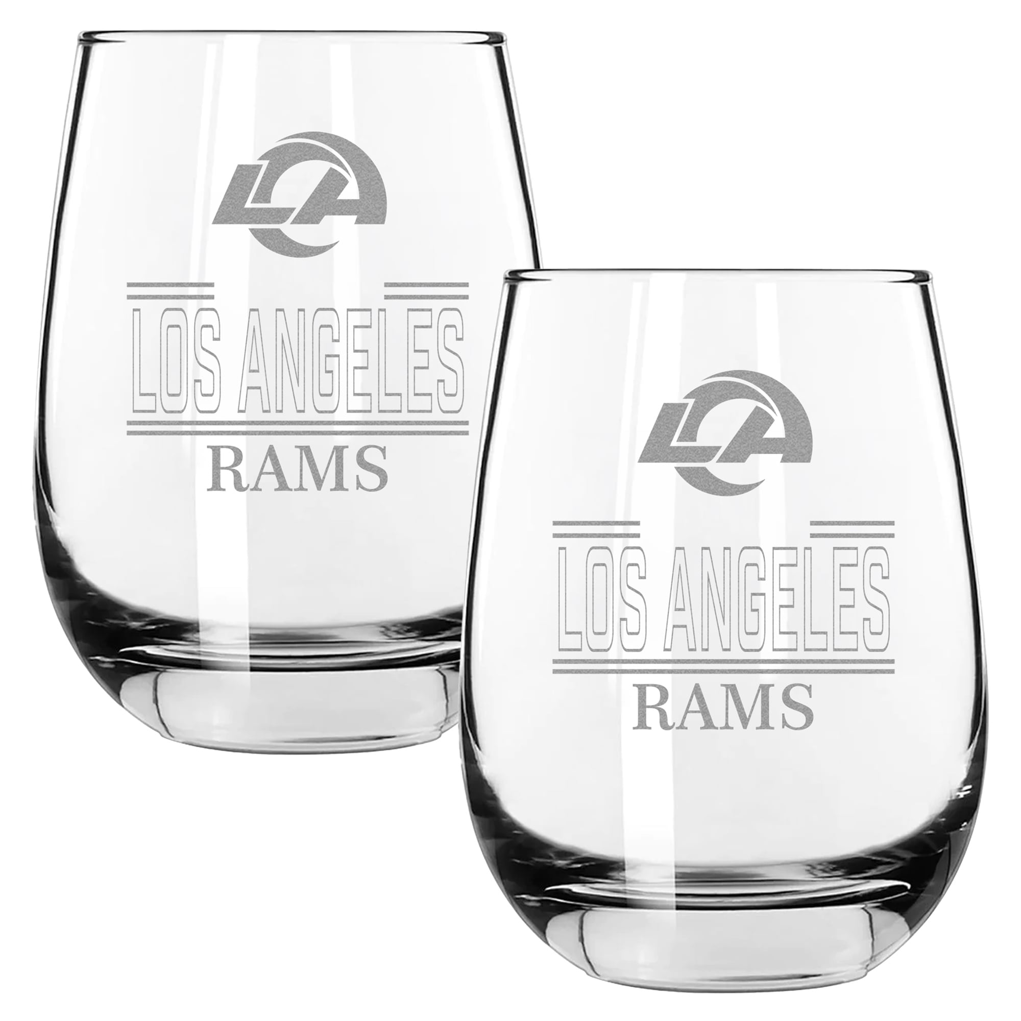 The Memory Company Los Angeles Rams Two-Piece 15oz. Classic Crew Stemless Wine Glass Set