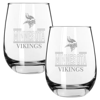 The Memory Company Minnesota Vikings Two-Piece 15oz. Classic Crew Stemless Wine Glass Set