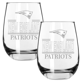 The Memory Company New England Patriots Two-Piece 15oz. Classic Crew Stemless Wine Glass Set