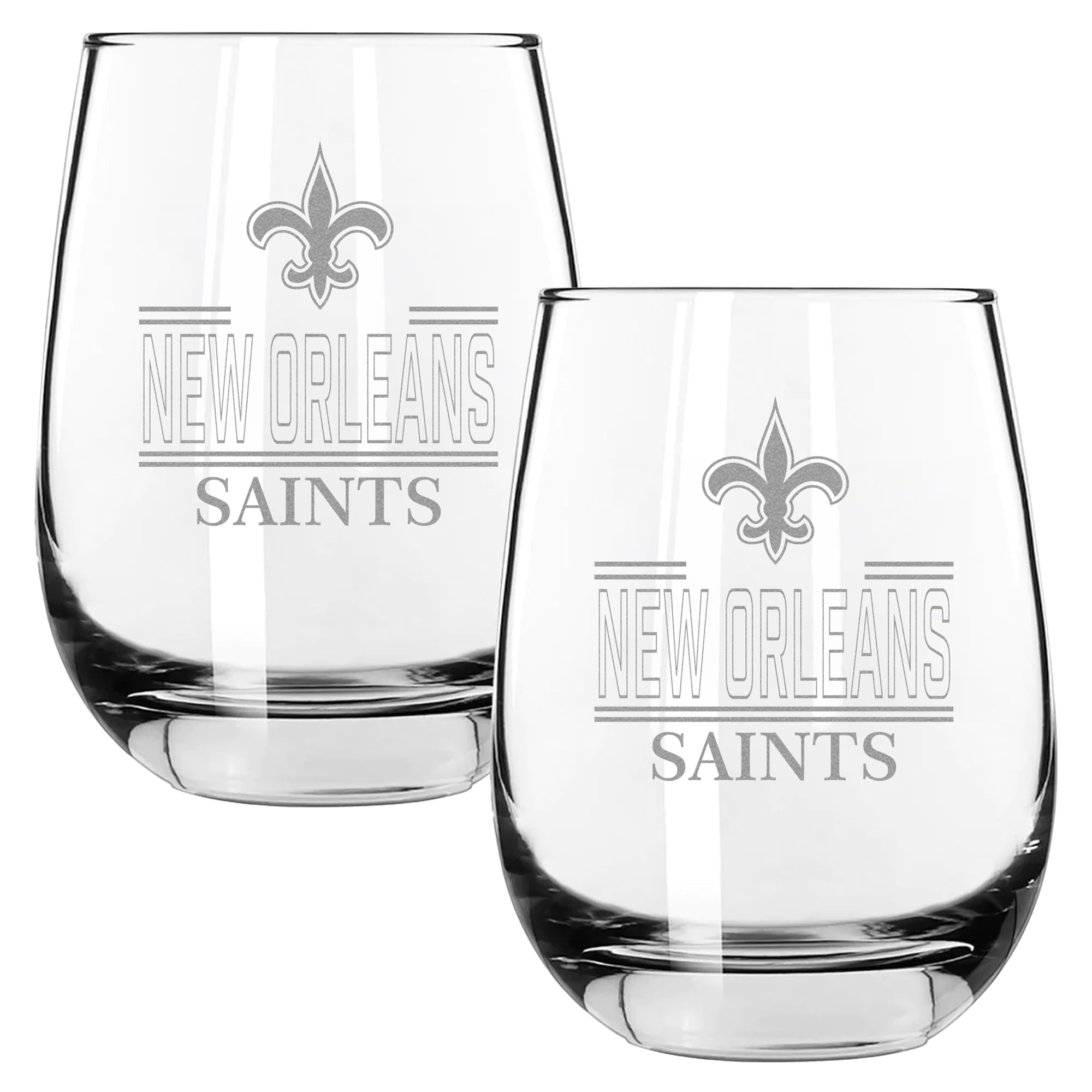The Memory Company New Orleans Saints Two-Piece 15oz. Classic Crew Stemless Wine Glass Set