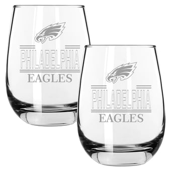 The Memory Company Philadelphia Eagles Two-Piece 15oz. Classic Crew Stemless Wine Glass Set
