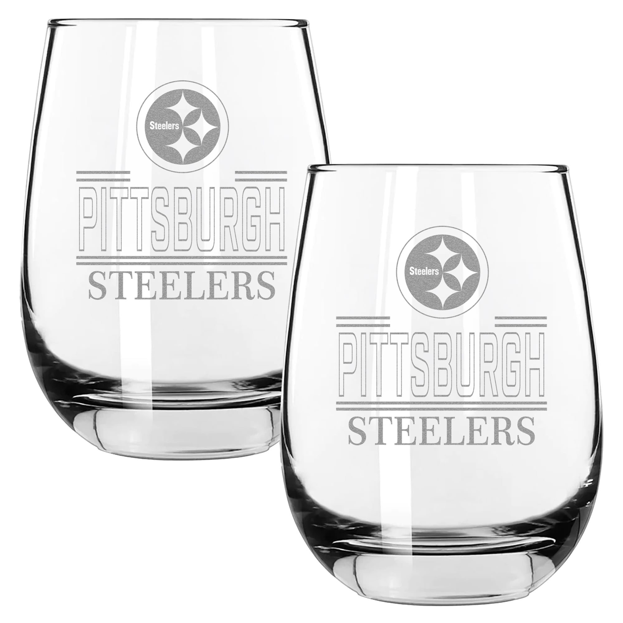The Memory Company Pittsburgh Steelers Two-Piece 15oz. Classic Crew Stemless Wine Glass Set