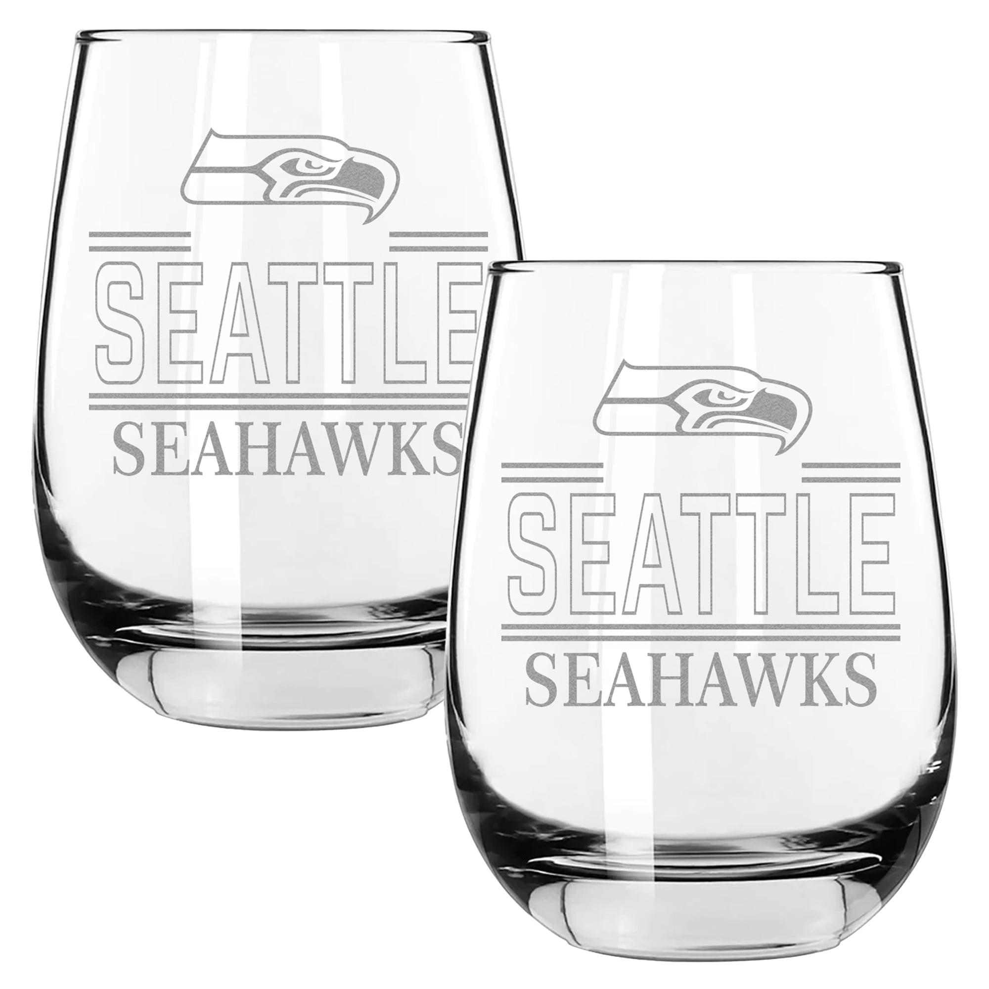 The Memory Company Seattle Seahawks Two-Piece 15oz. Classic Crew Stemless Wine Glass Set
