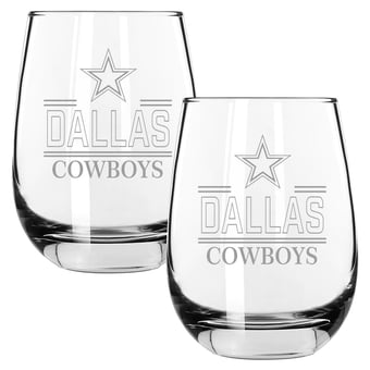The Memory Company Dallas Cowboys Two-Piece 15oz. Classic Crew Stemless Wine Glass Set