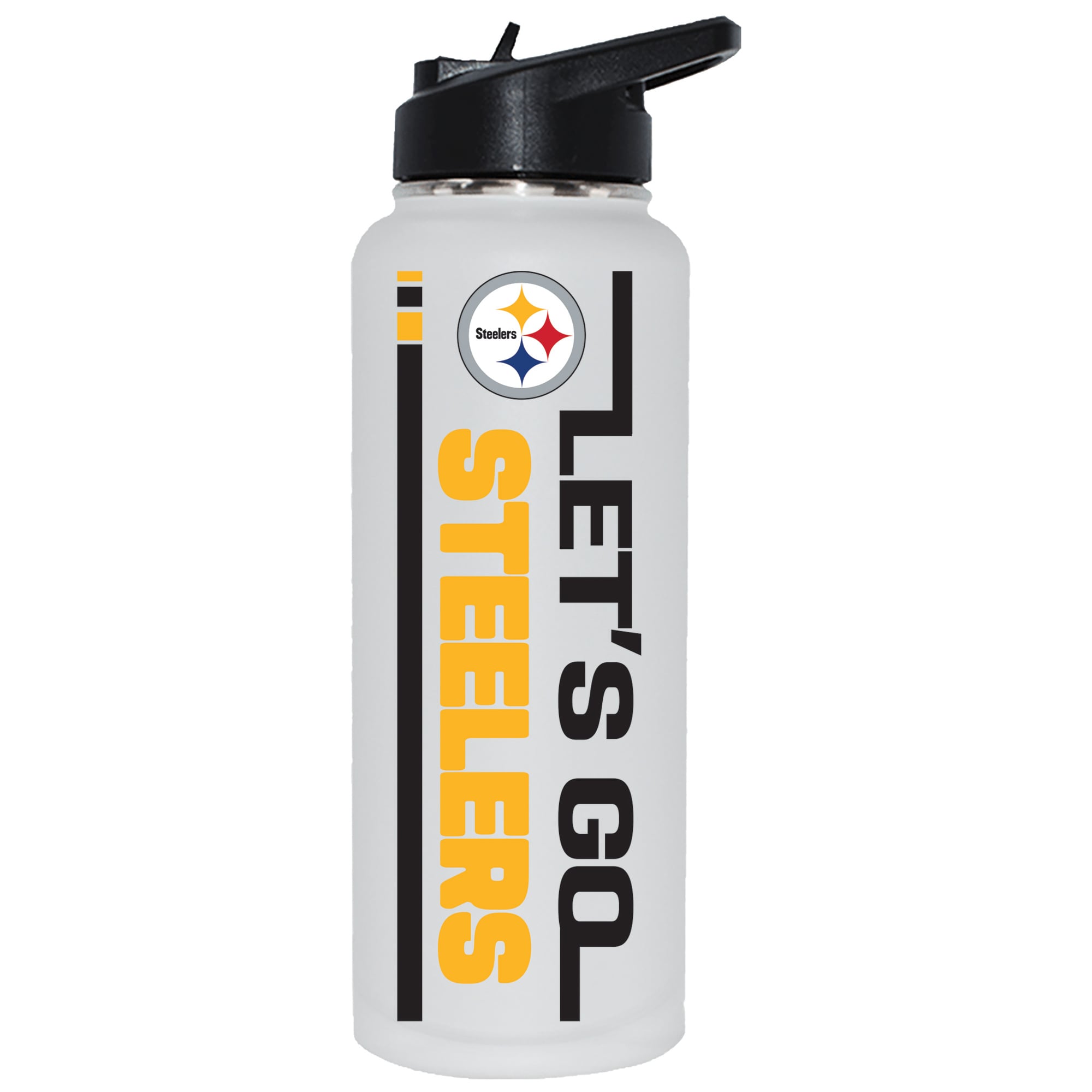 The Memory Company Pittsburgh Steelers Let's Go 34oz. Stainless Steel Quencher Bottle