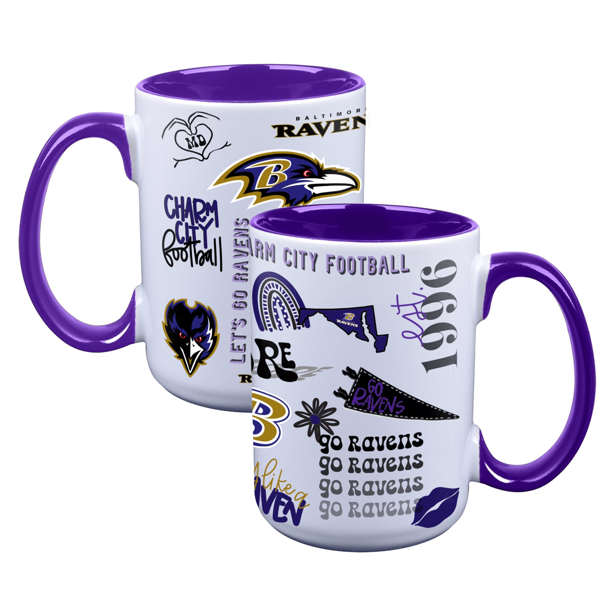 The Memory Company Baltimore Ravens Two-Piece 15oz. Loco Coffee Mug Set