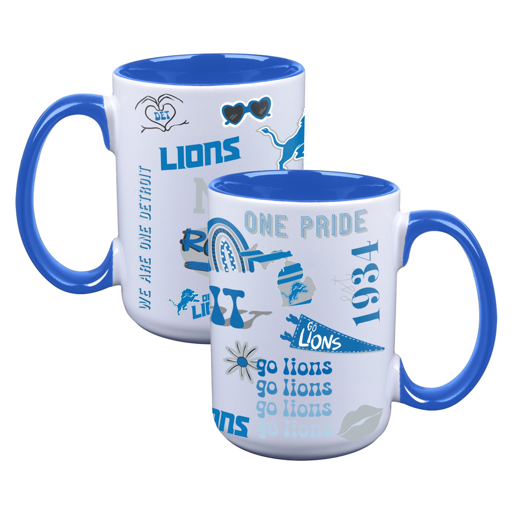 The Memory Company Detroit Lions Two-Piece 15oz. Loco Coffee Mug Set