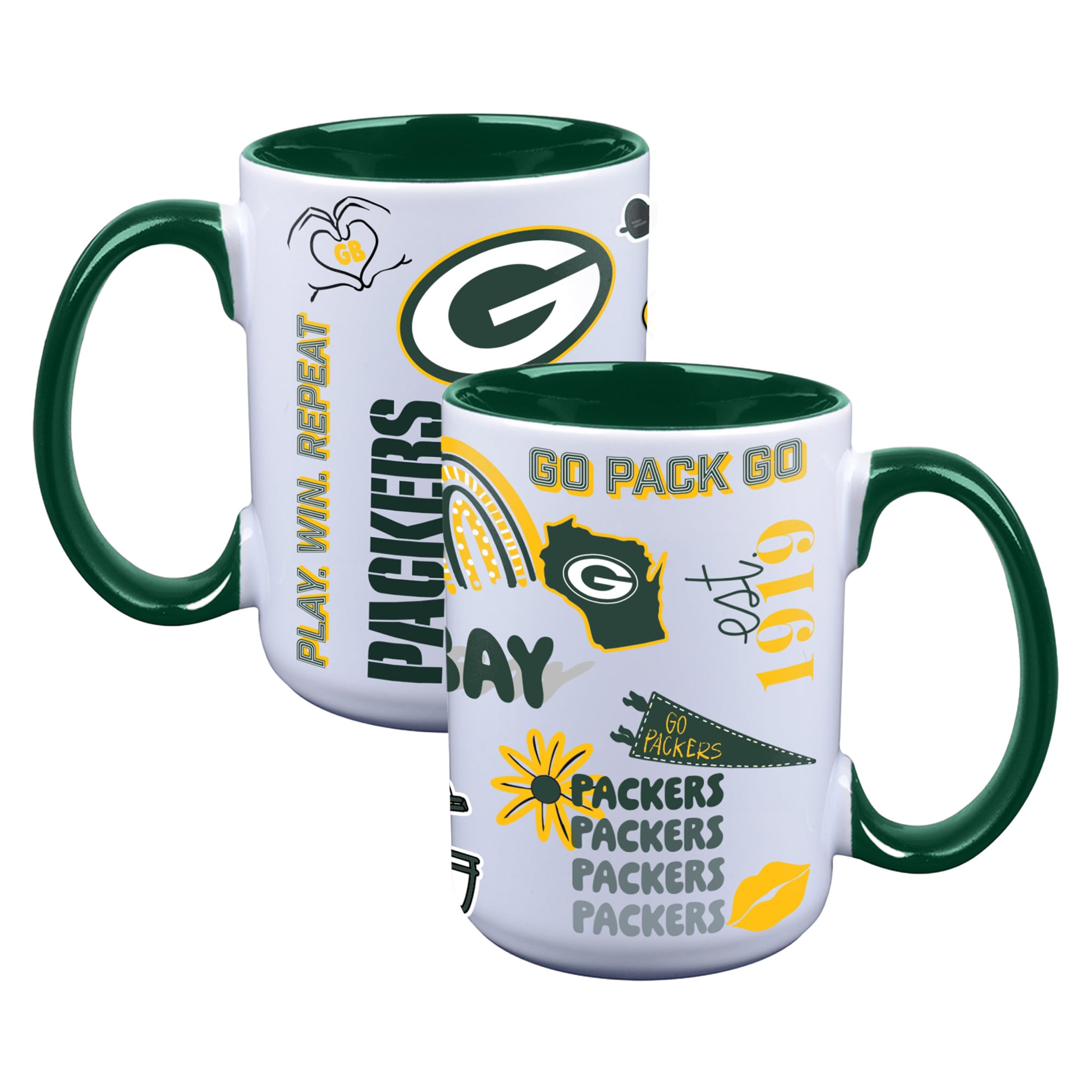 The Memory Company Green Bay Packers Two-Piece 15oz. Loco Coffee Mug Set