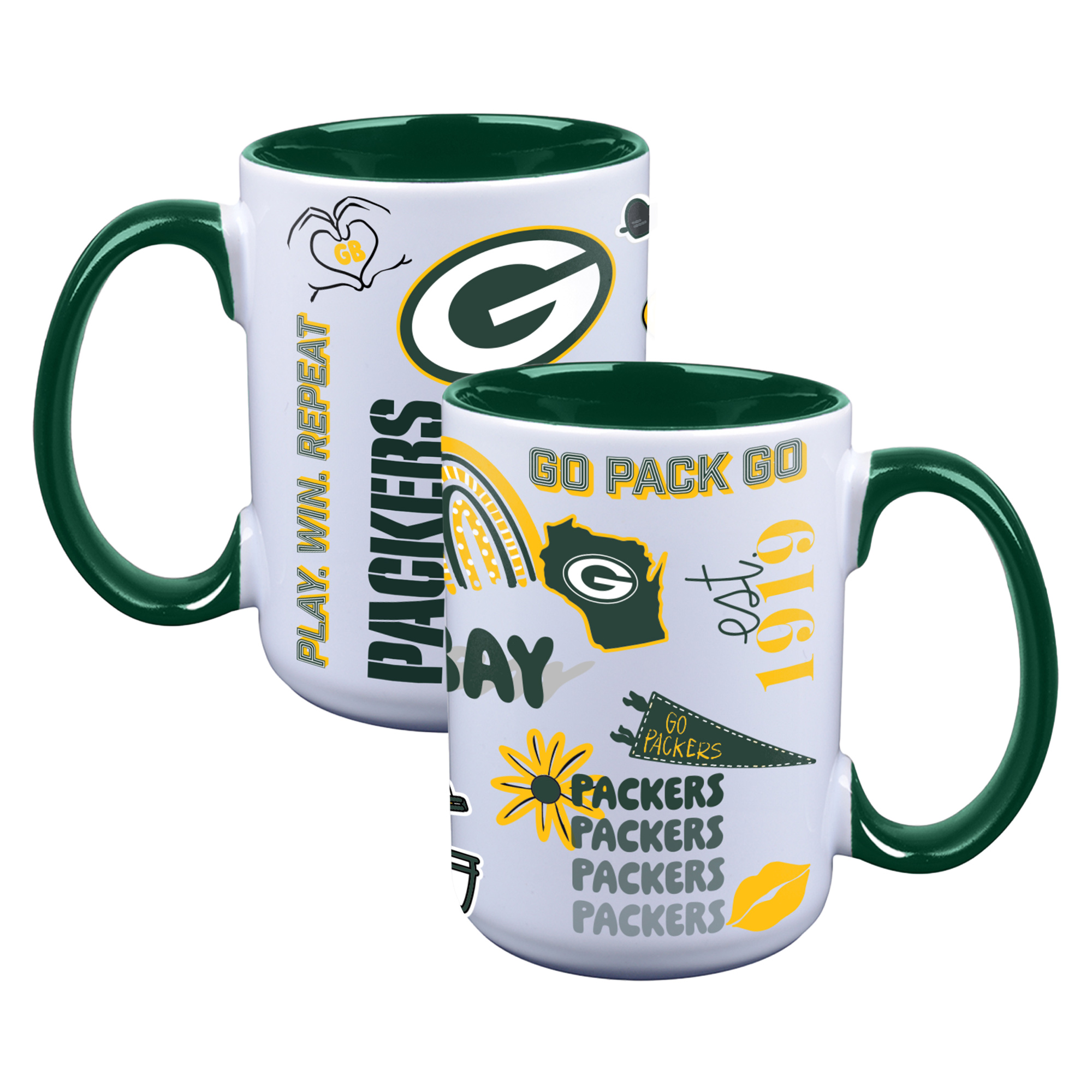 The Memory Company Green Bay Packers Two-Piece 15oz. Loco Coffee Mug Set
