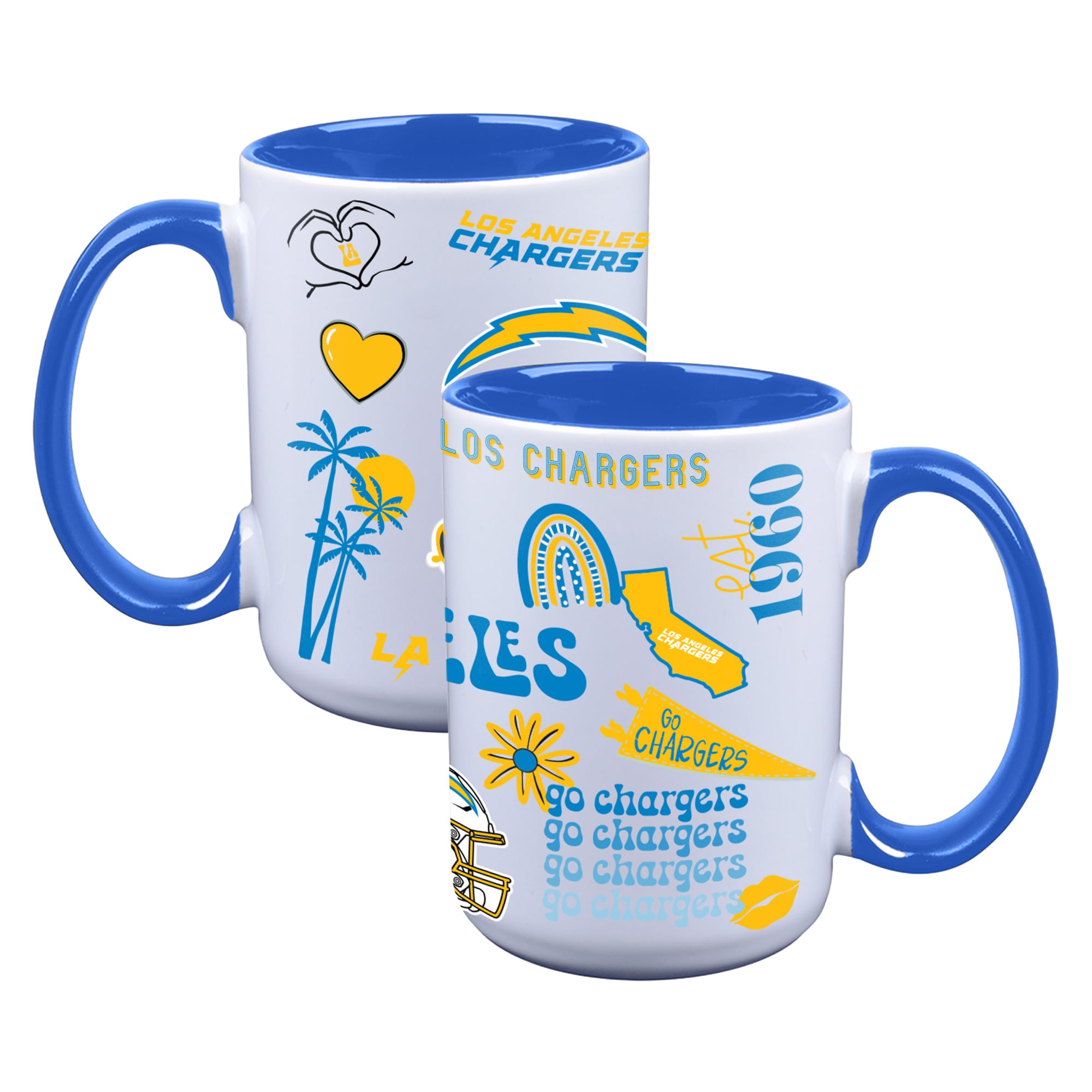 The Memory Company Los Angeles Chargers Two-Piece 15oz. Loco Coffee Mug Set