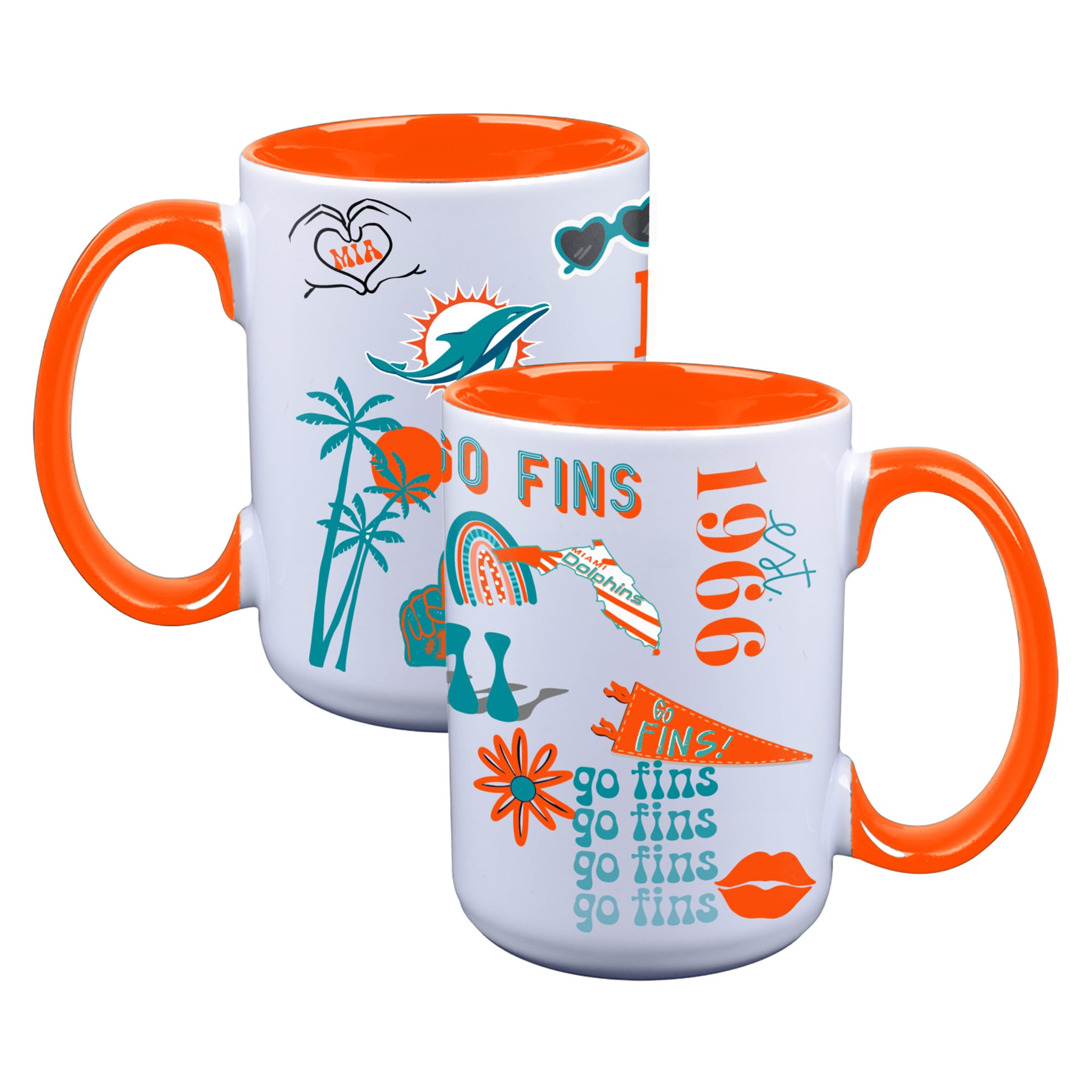 The Memory Company Miami Dolphins Two-Piece 15oz. Loco Coffee Mug Set