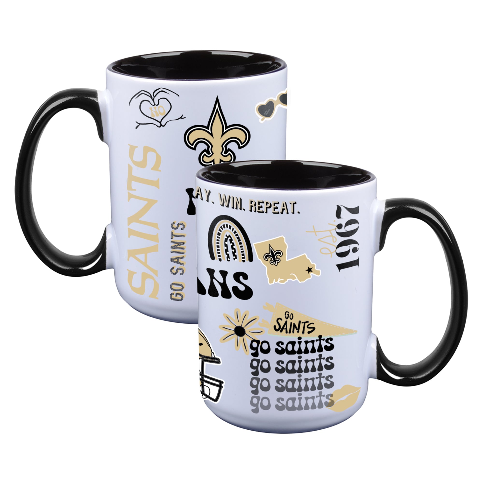 The Memory Company New Orleans Saints Two-Piece 15oz. Loco Coffee Mug Set