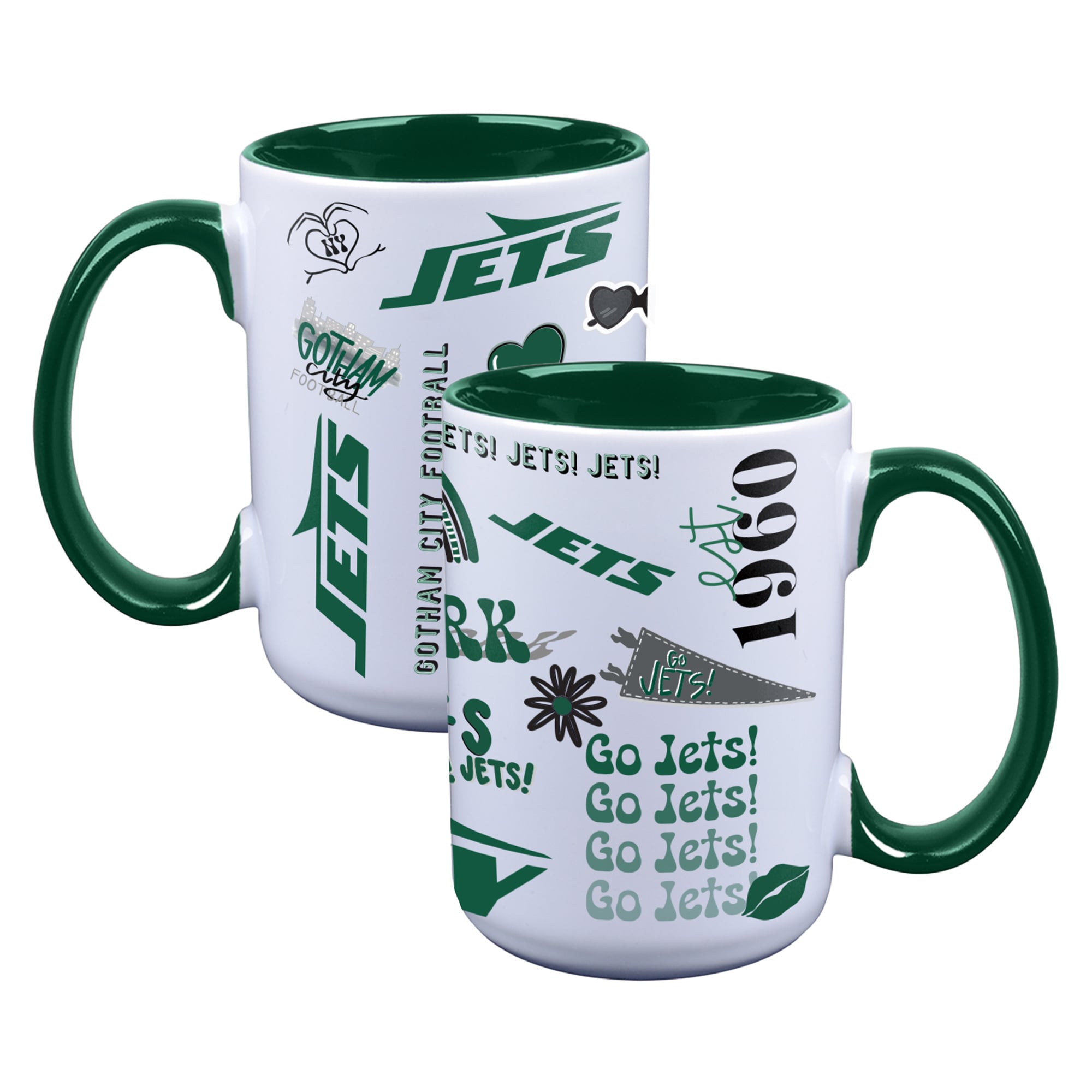 The Memory Company New York Jets Two-Piece 15oz. Loco Coffee Mug Set
