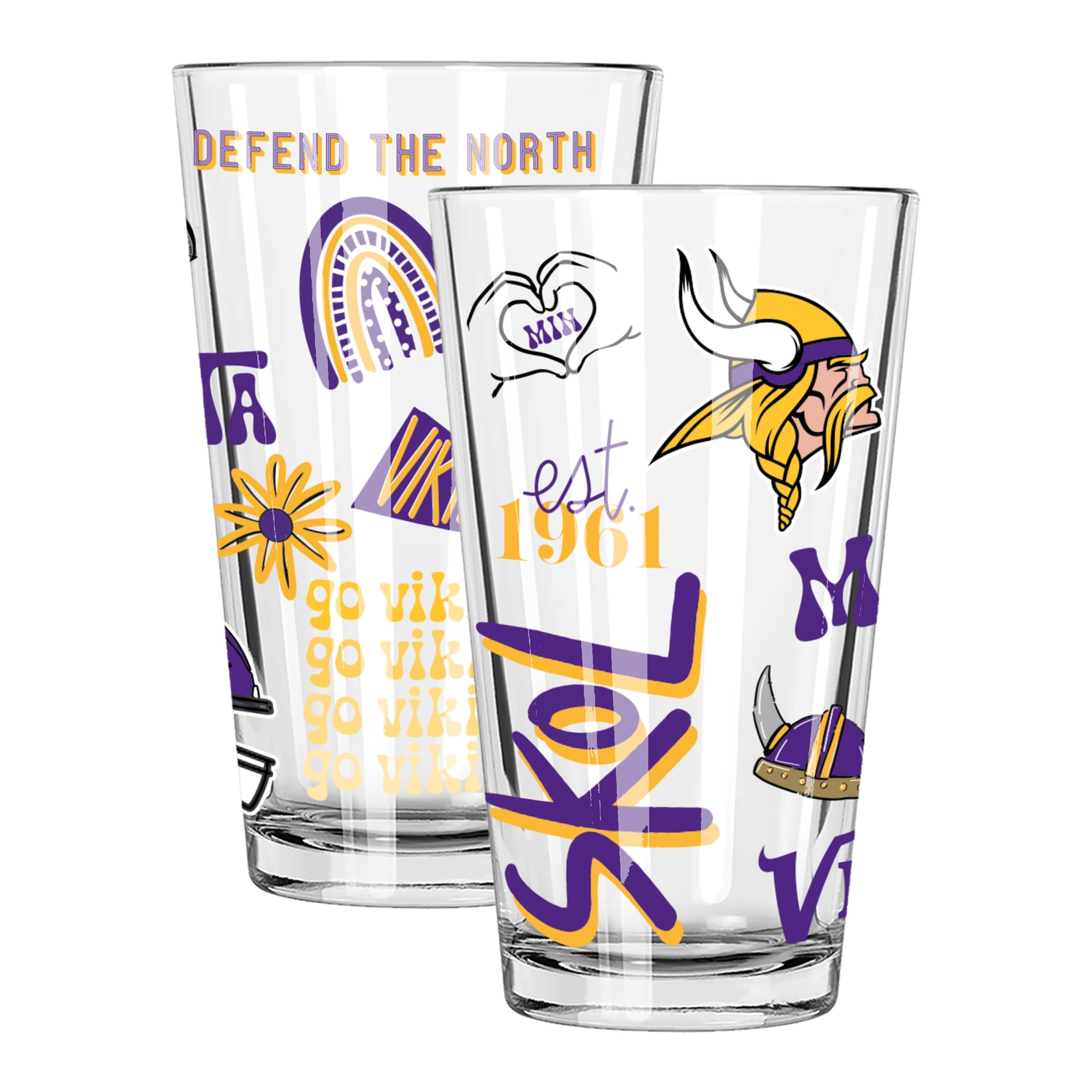 The Memory Company Minnesota Vikings Two-Piece 16oz. Loco Pint Glass Set