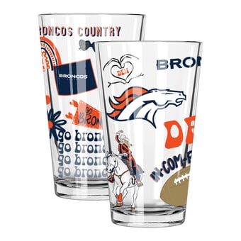 The Memory Company Denver Broncos Two-Piece 16oz. Loco Pint Glass Set