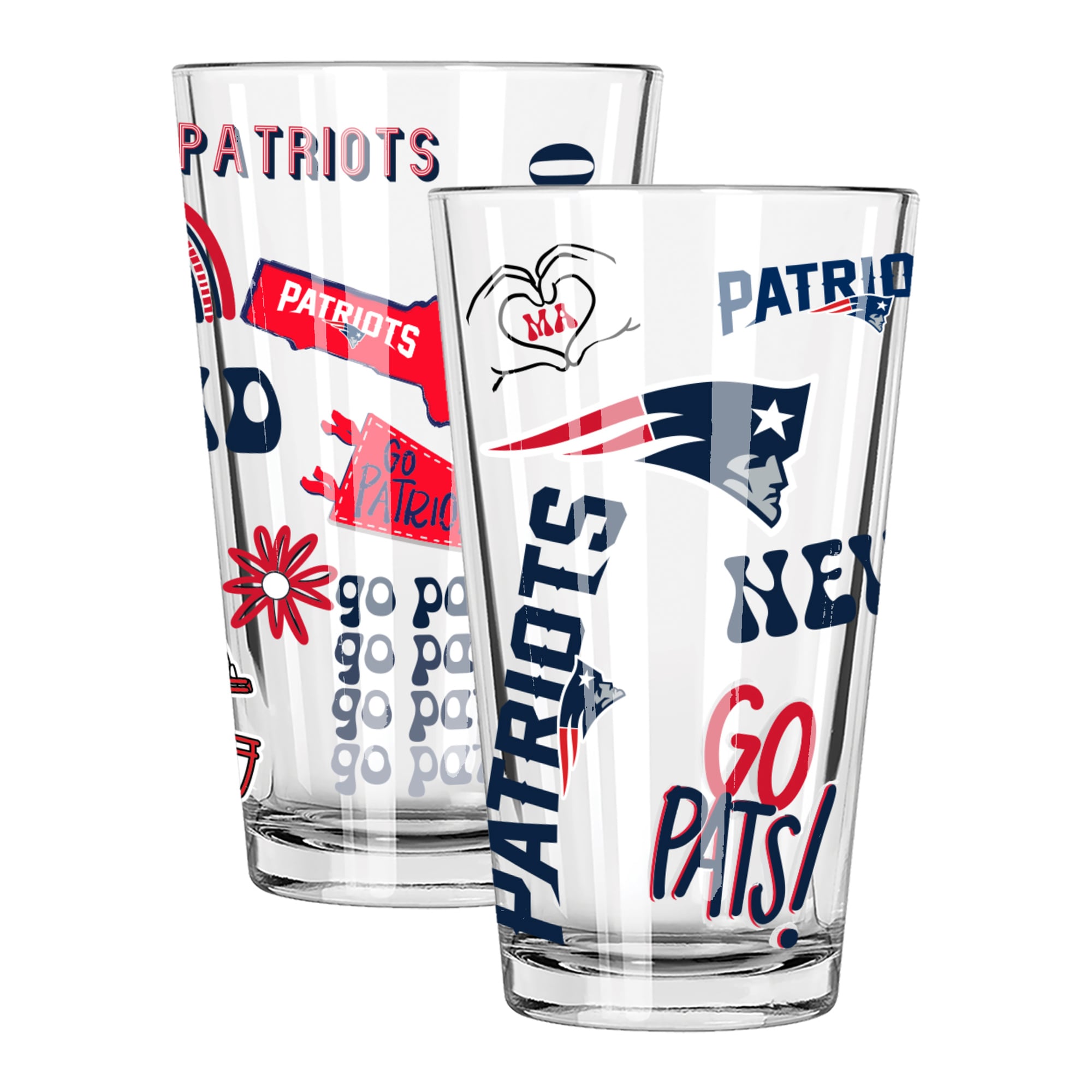 The Memory Company New England Patriots Two-Piece 16oz. Loco Pint Glass Set