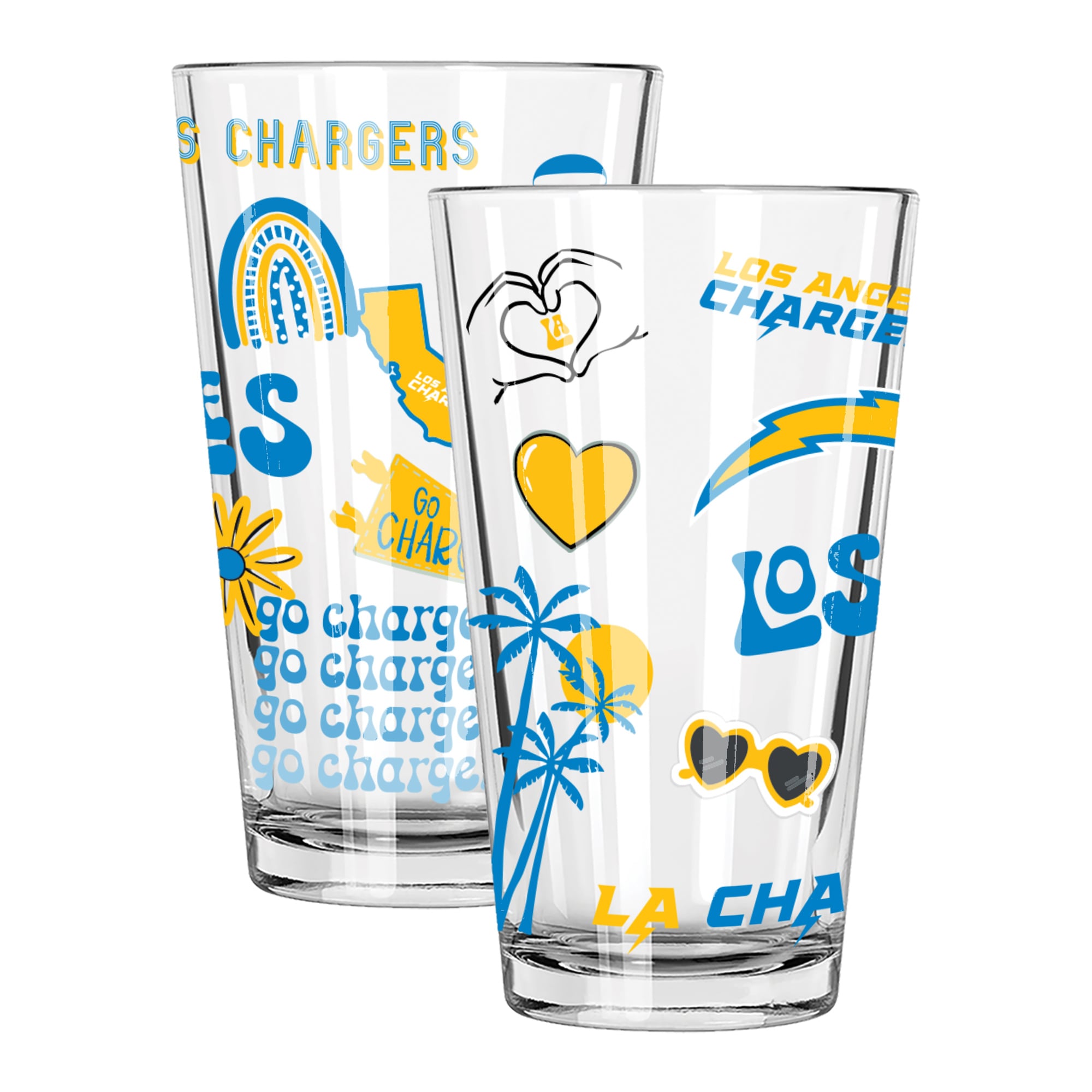 The Memory Company Los Angeles Chargers Two-Piece 16oz. Loco Pint Glass Set