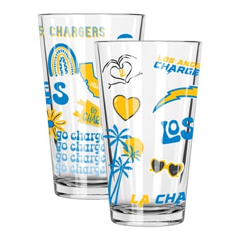The Memory Company Los Angeles Chargers Two-Piece 16oz. Loco Pint Glass Set