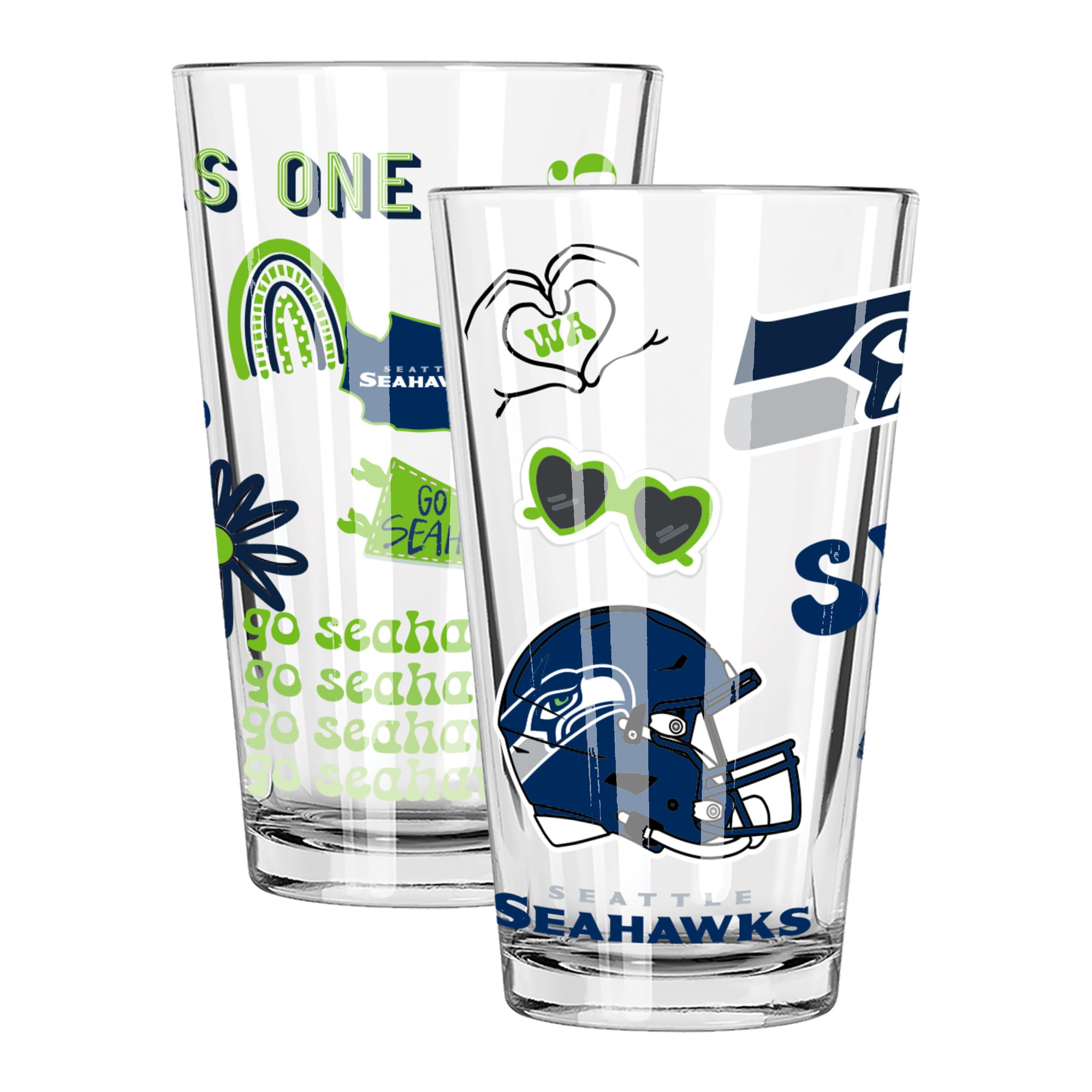 The Memory Company Seattle Seahawks Two-Piece 16oz. Loco Pint Glass Set