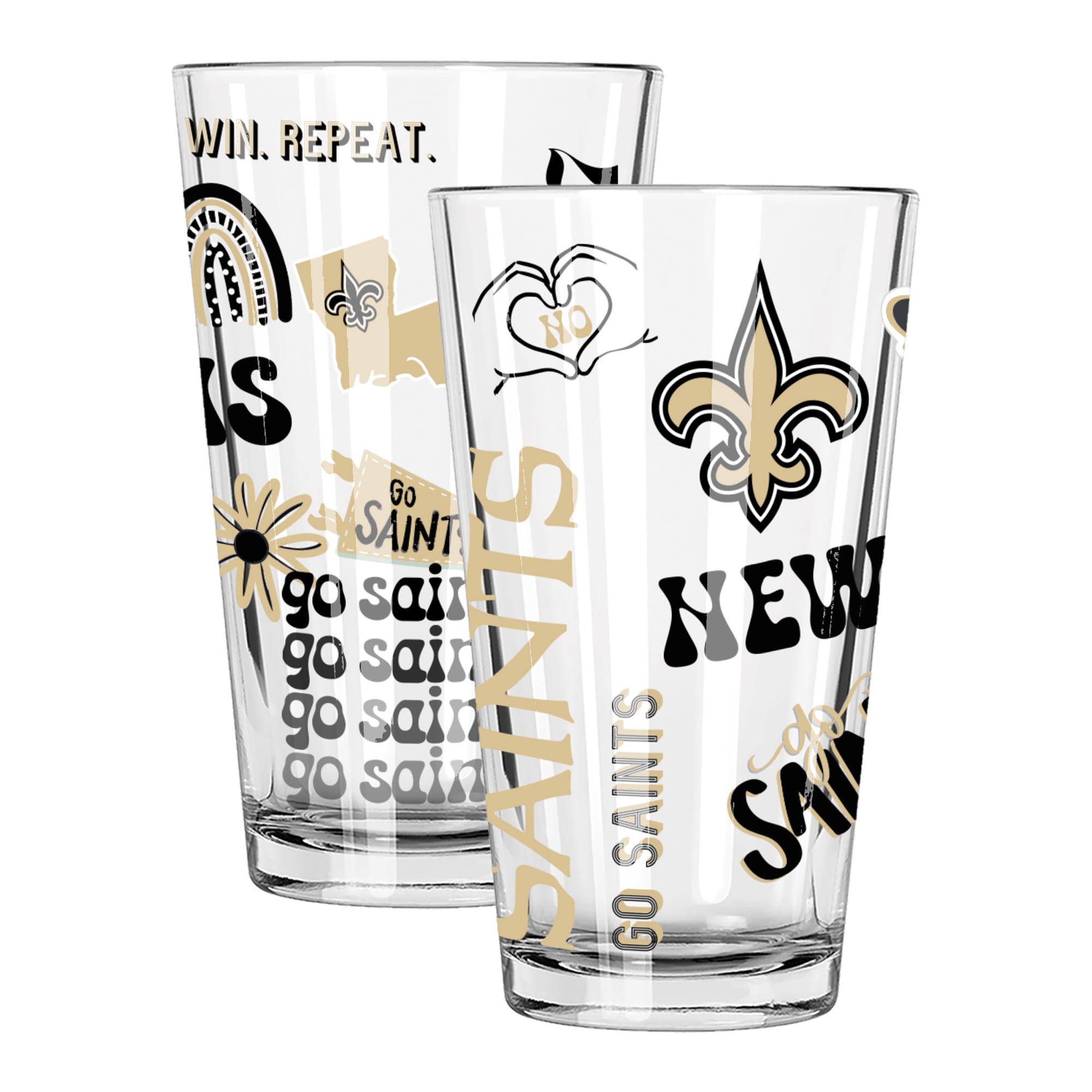 The Memory Company New Orleans Saints Two-Piece 16oz. Loco Pint Glass Set