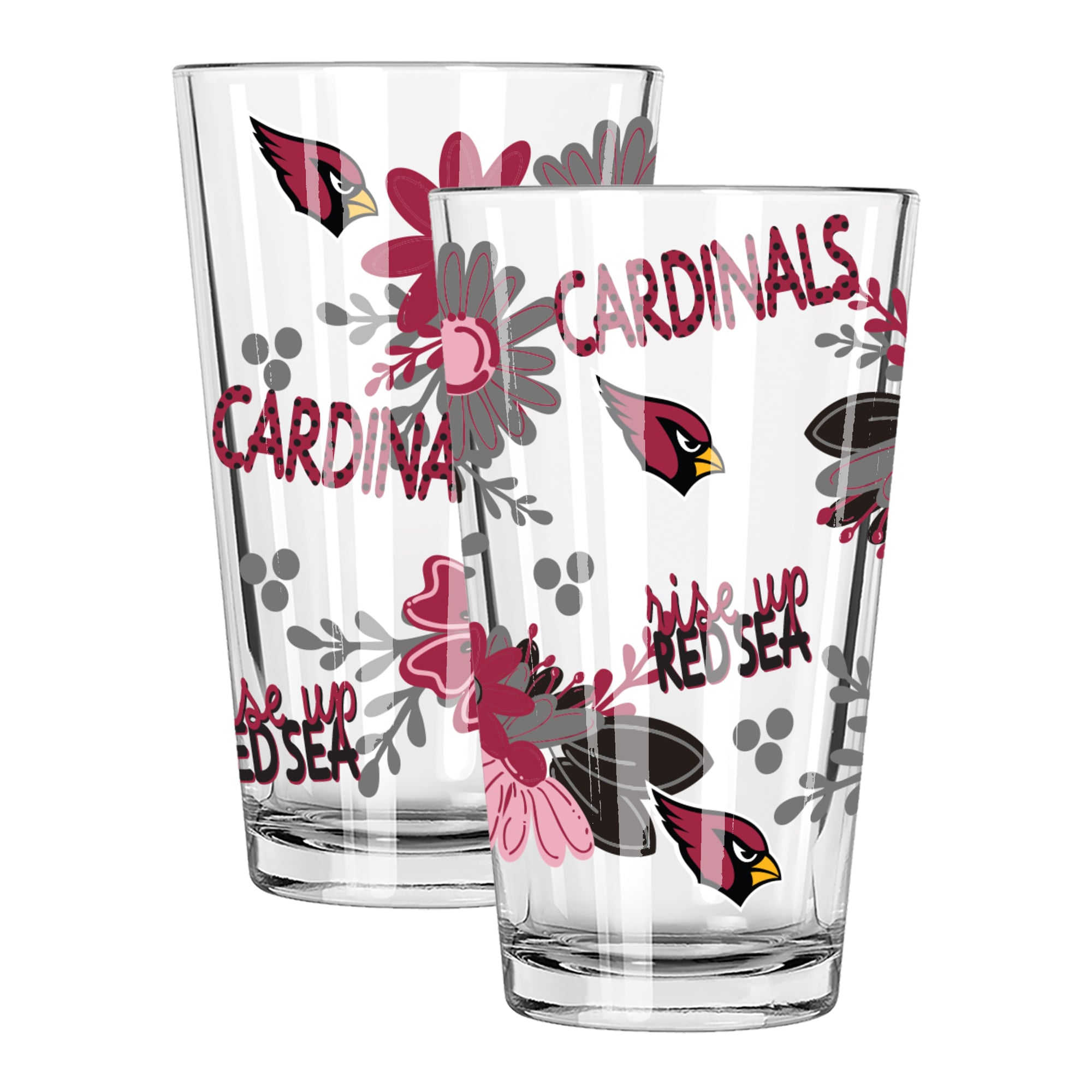 The Memory Company Arizona Cardinals Two-Piece 16oz. Flowers Pint Glass Set